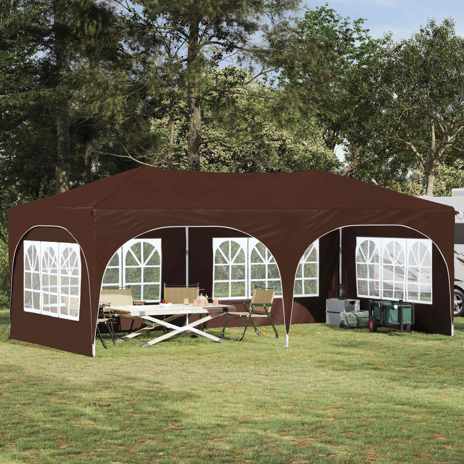 vidaXL Pop-up Feesttent Crème 575 x 288 x 245 cm Oxford Stof