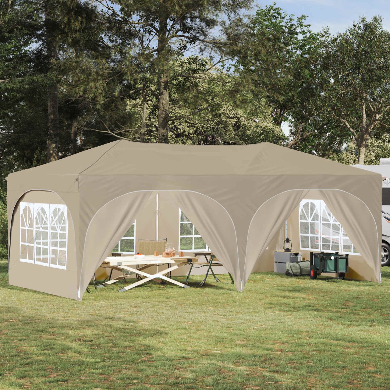 vidaXL Pop-up Feesttent Crème 575 x 288 x 245 cm Oxford Stof