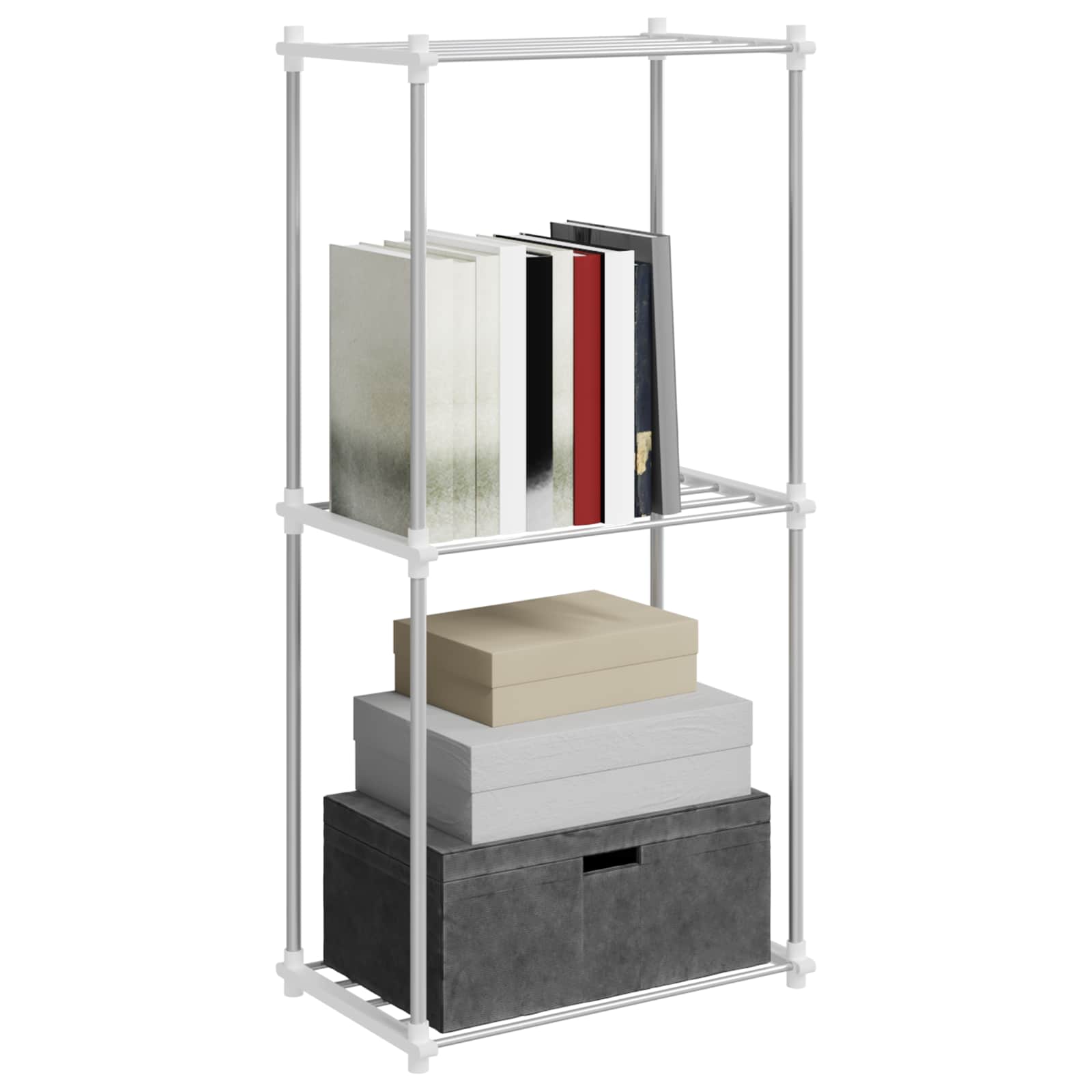 vidaXL Opslageplank met plank met opslag wit 43 x 27 x 90 cm Aluminium