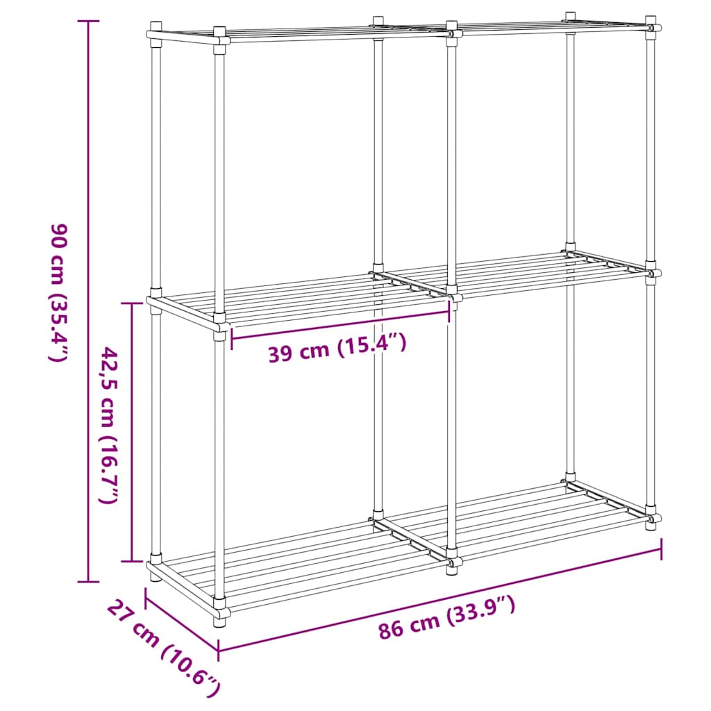 vidaXL Opslageplank met plank met opslag wit 43 x 27 x 90 cm Aluminium