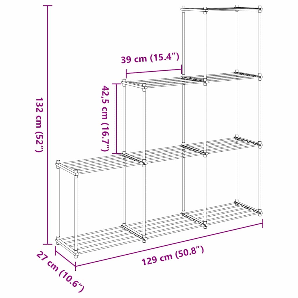 vidaXL Opslageplank met plank met opslag wit 43 x 27 x 90 cm Aluminium