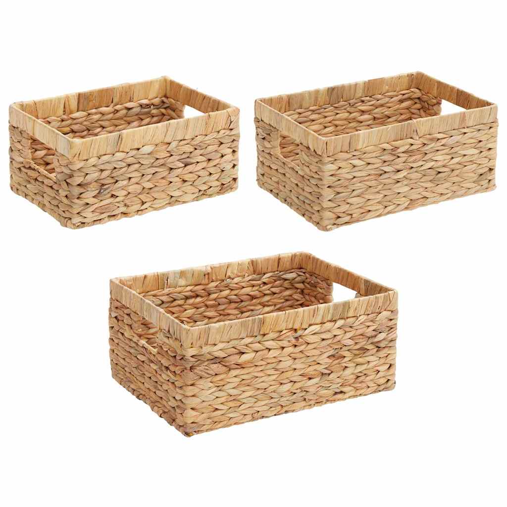 vidaXL Opslagmanden 3 pcs Naturel 40 x 30 x 18 cm Waterhyacint