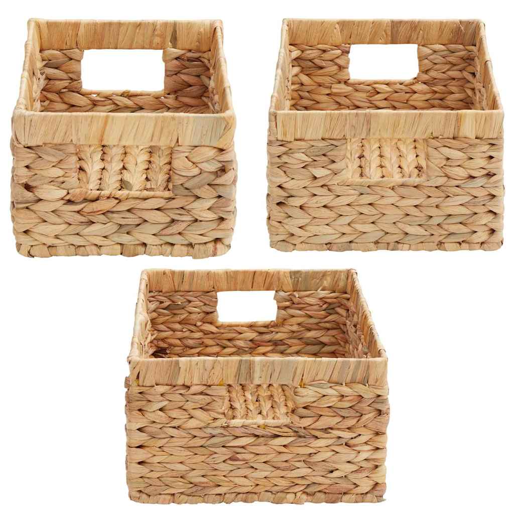 vidaXL Opslagmanden 3 pcs Naturel 40 x 30 x 18 cm Waterhyacint