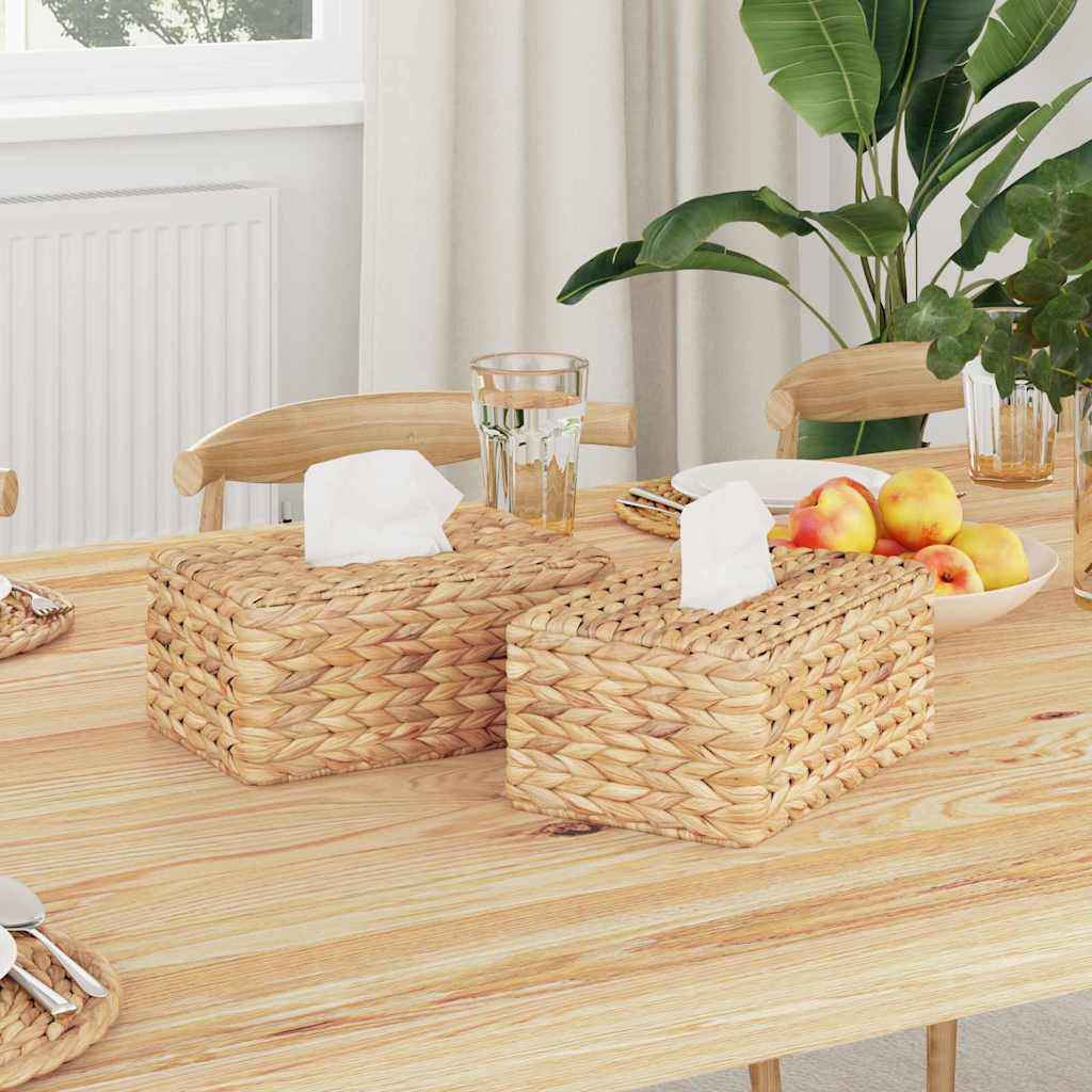 vidaXL Tissueboxhoezen 2 pcs Waterhyacint 27.5 x 16.5 x 14 cm Naturel