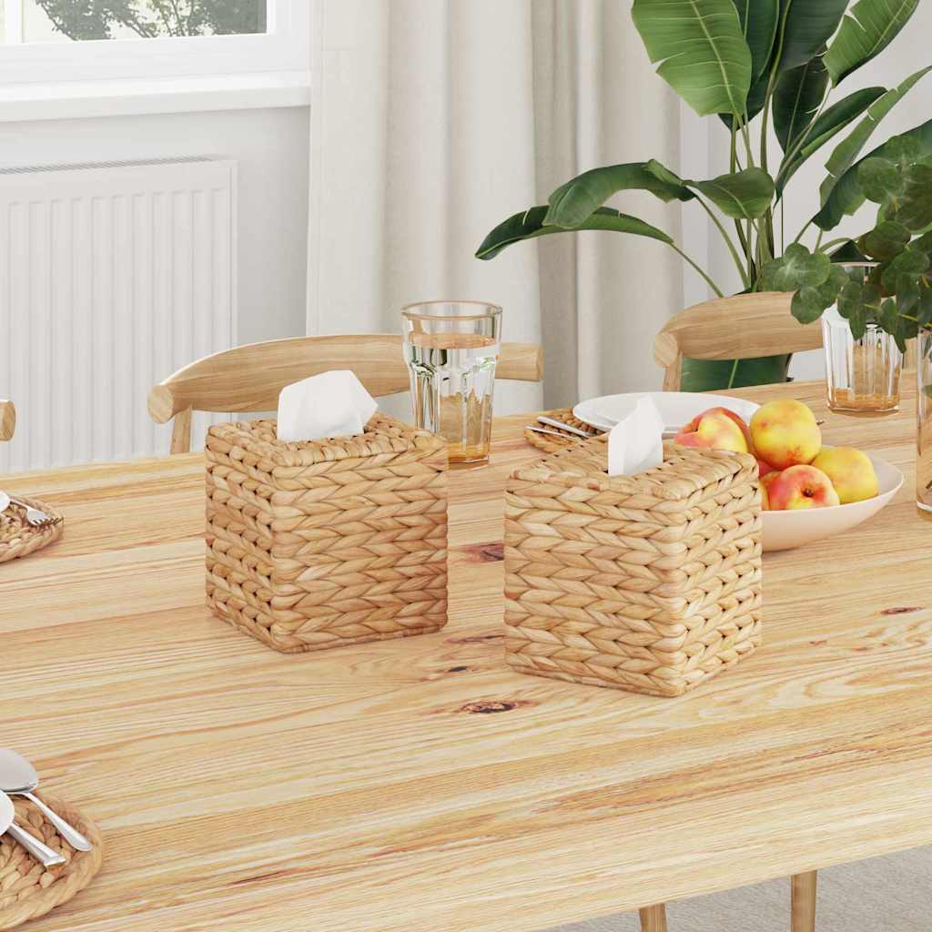 vidaXL Tissueboxhoezen 2 pcs Waterhyacint 27.5 x 16.5 x 14 cm Naturel