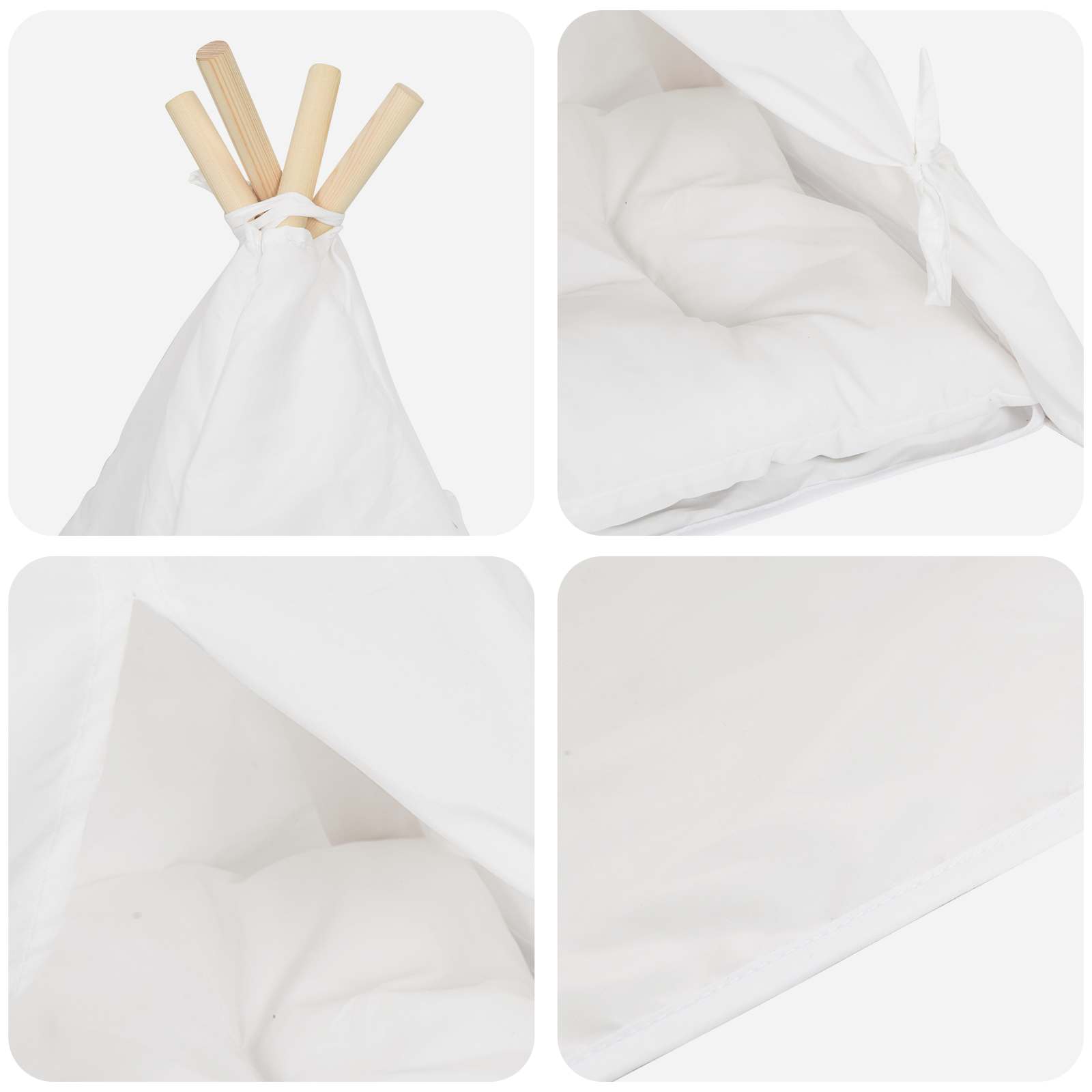 vidaXL Dieren teepee met kussen Wit 40 x 40 x 50 cm Polyester