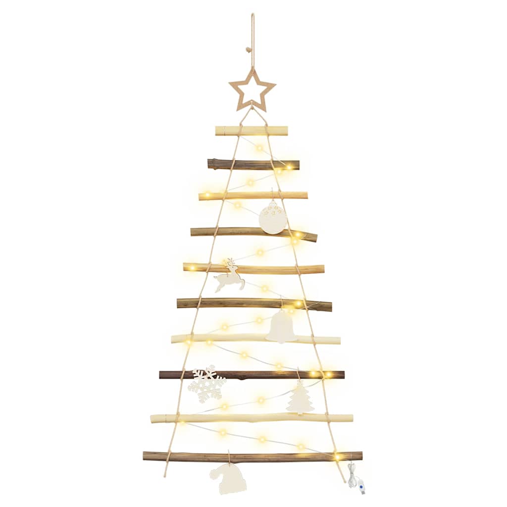 vidaXL Kerstboom met 30 LED Naturel 90 cm massief essenhout