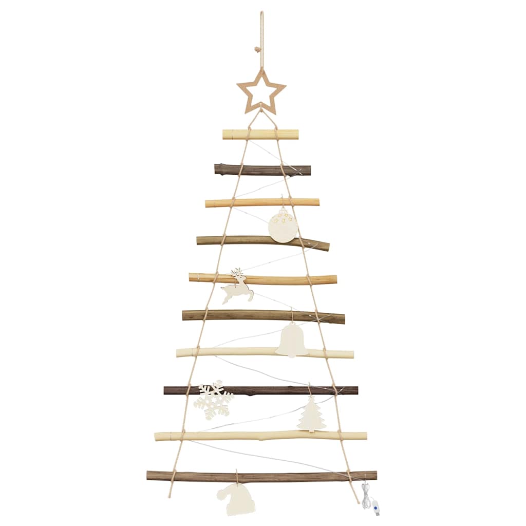 vidaXL Kerstboom met 30 LED Naturel 90 cm massief essenhout