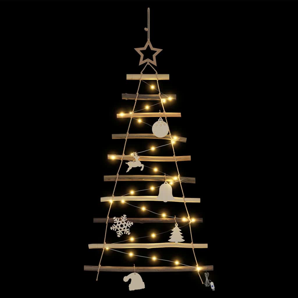 vidaXL Kerstboom met 30 LED Naturel 90 cm massief essenhout