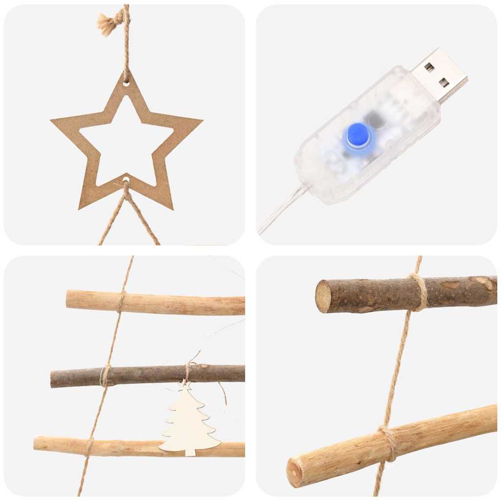 vidaXL Kerstboom met 30 LED Naturel 90 cm massief essenhout