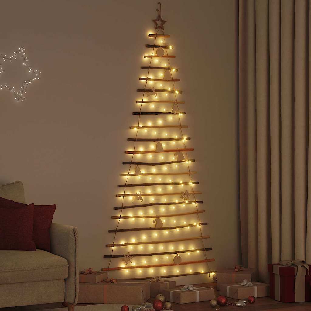 vidaXL Kerstboom met 30 LED Naturel 90 cm massief essenhout