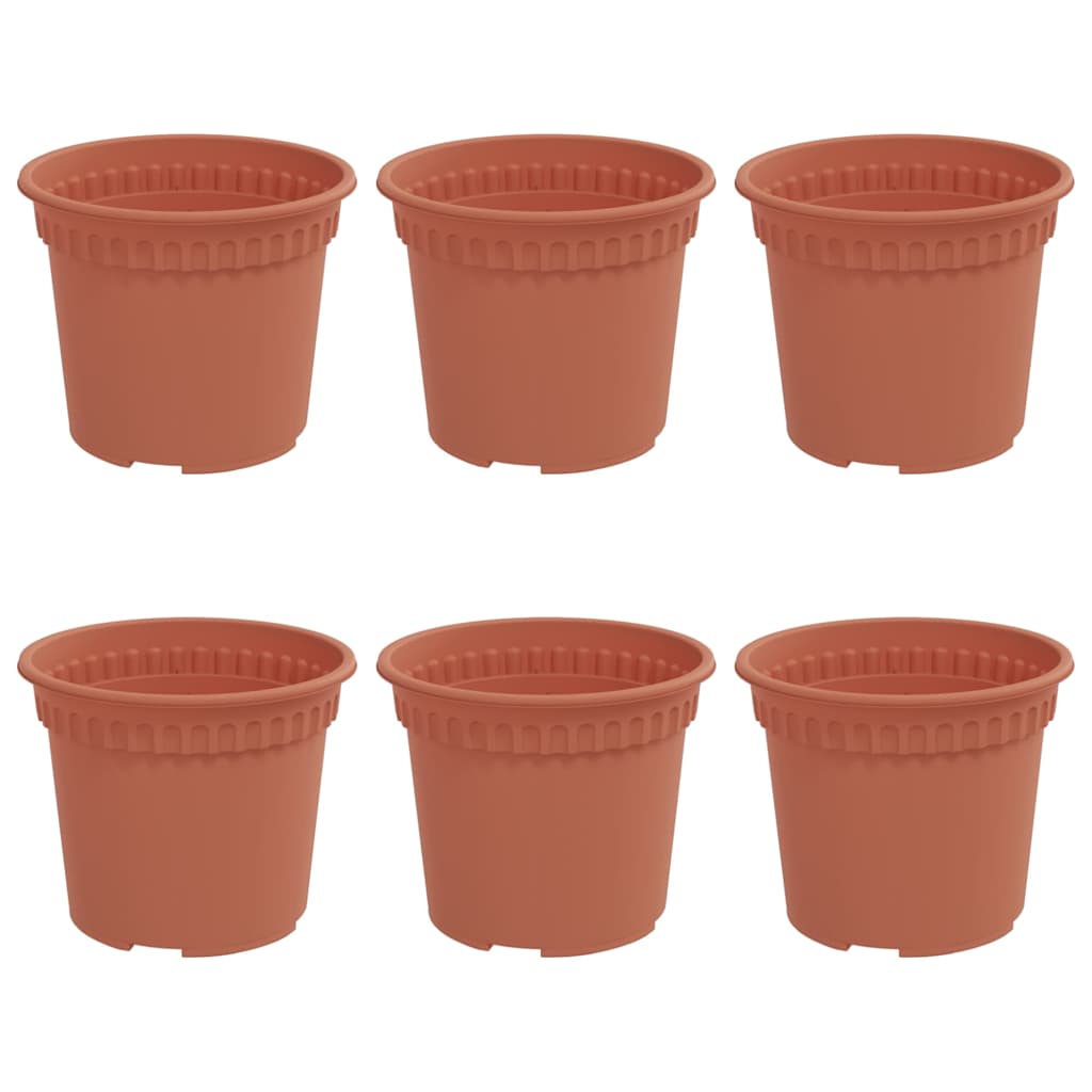 vidaXL Ronde Bloempot 6 pcs Baksteenrood Ø 12,5 x 10 cm Kunststof