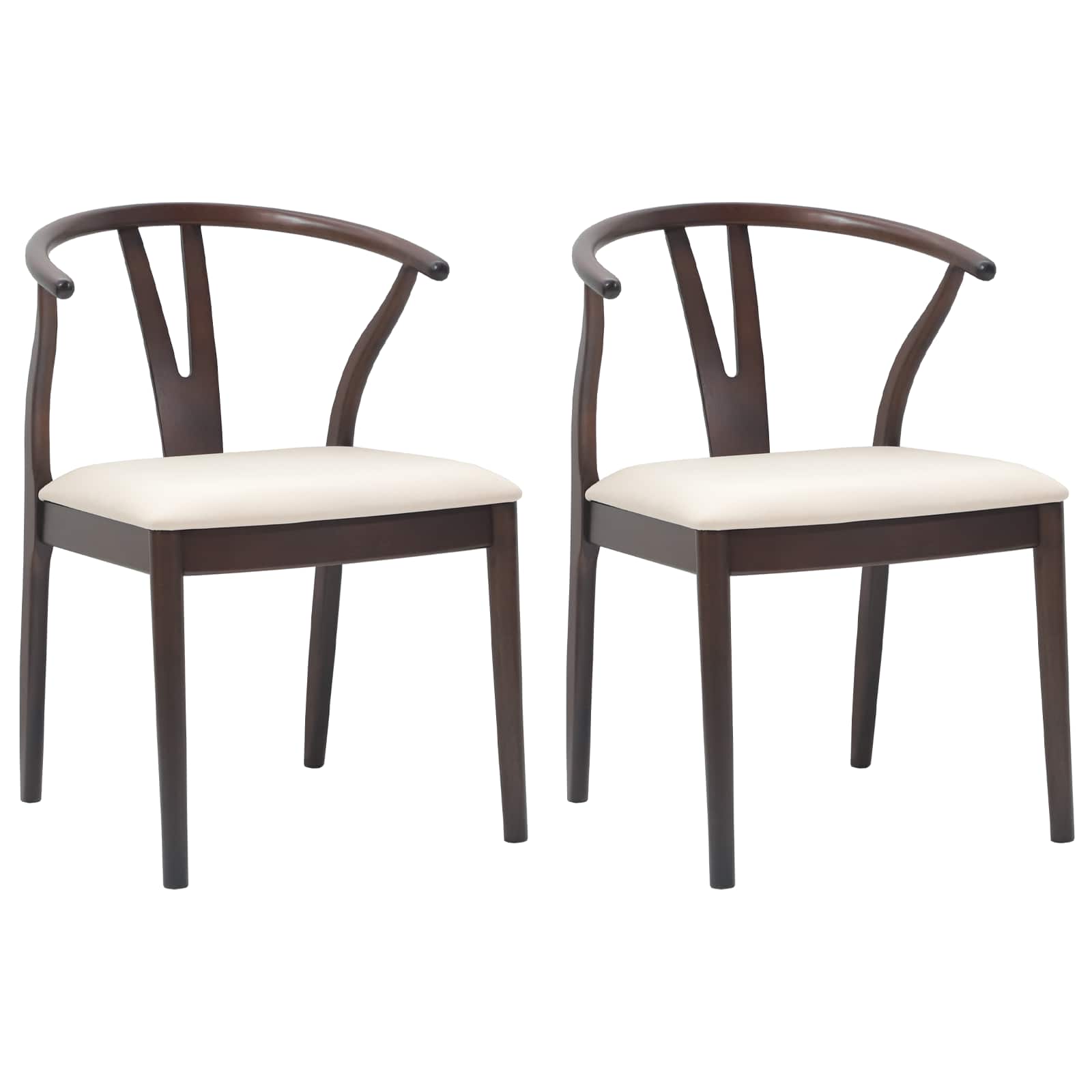 vidaXL Eetkamerstoel 2 pcs Lichtbruin en Licht Massief Rubberhout