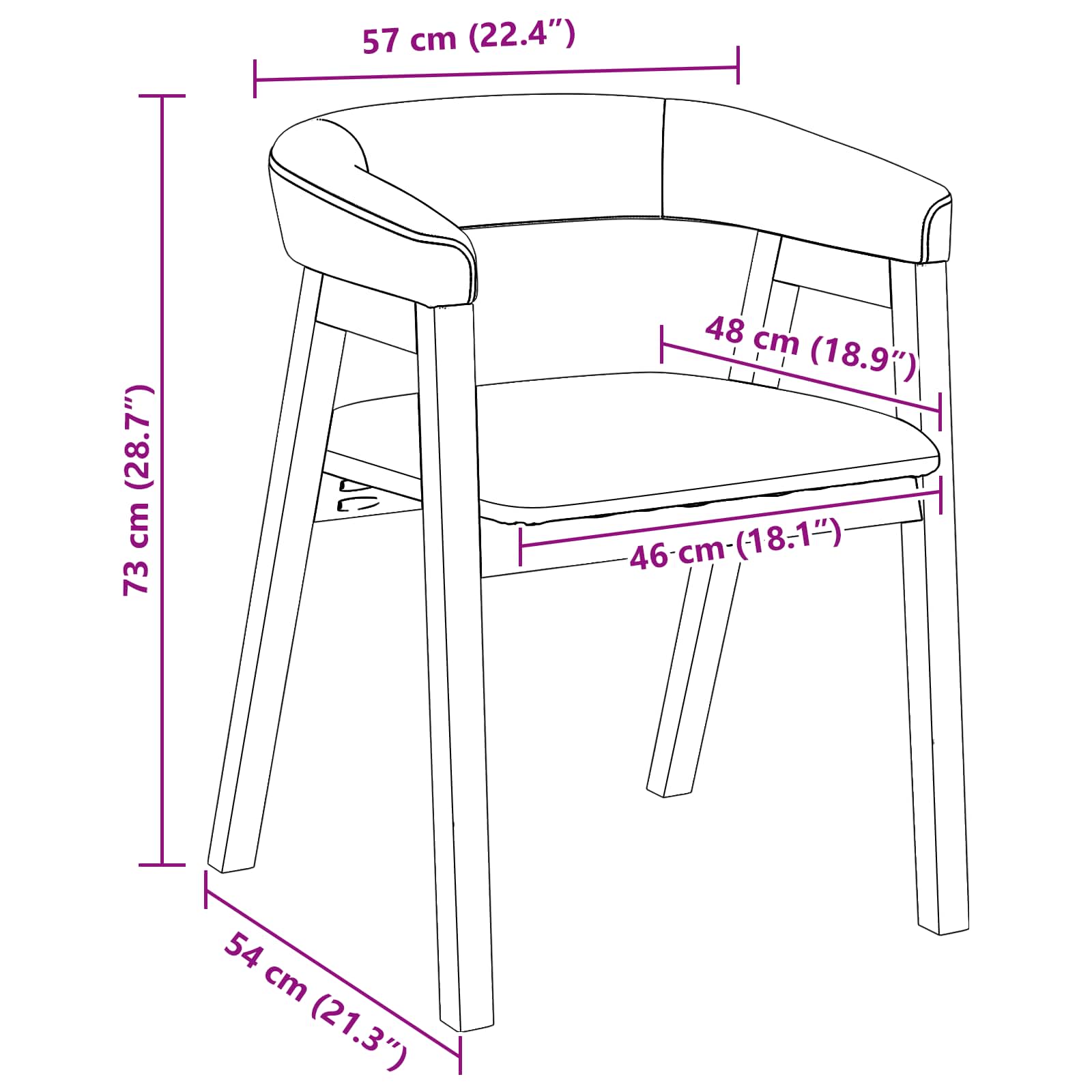 vidaXL Eettafelstoelen 2 pcs Licht Bruin 54 x 57 x 73 cm