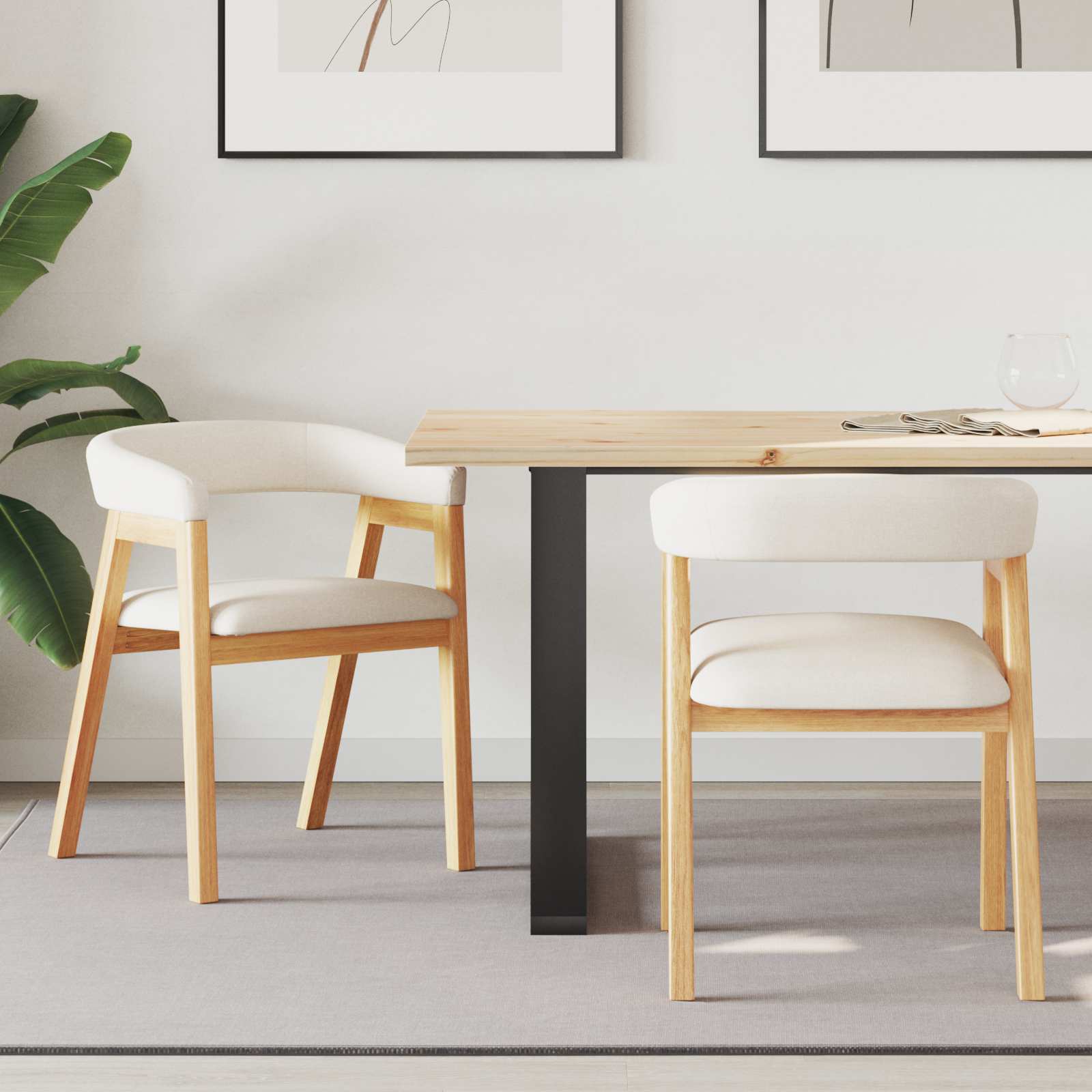 vidaXL Eettafelstoelen 2 pcs Licht Bruin 54 x 57 x 73 cm