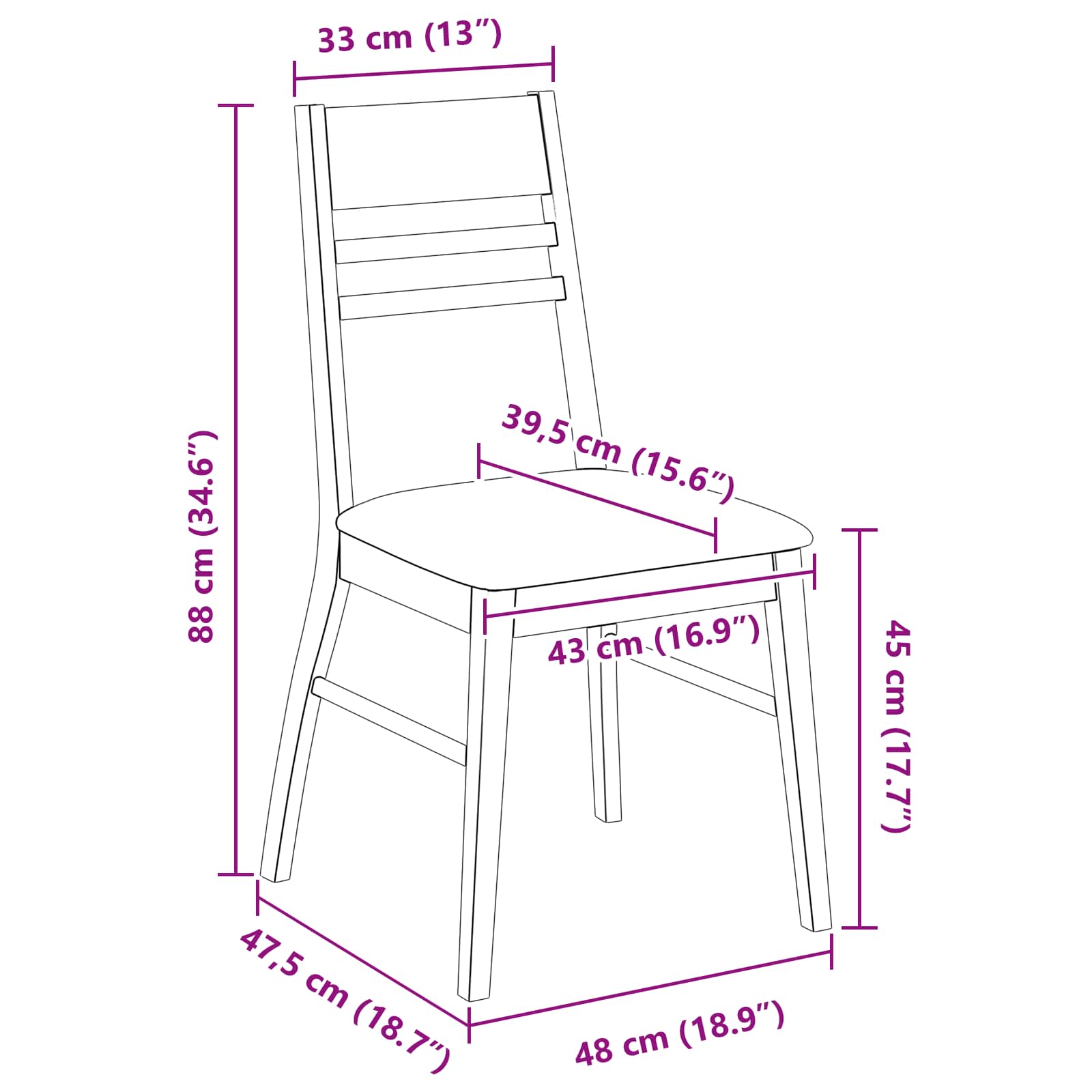 vidaXL Eettafelstoelen 2 pcs Licht Bruin 43 x 54 x 89 cm