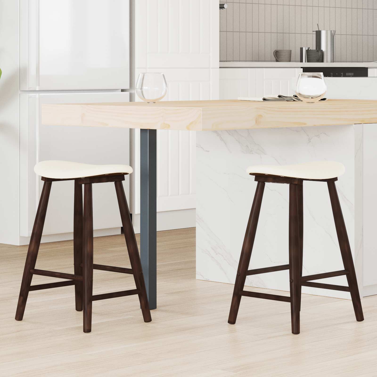 vidaXL Eettafelstoelen 2 pcs Licht Bruin 46 x 37 x 63 cm
