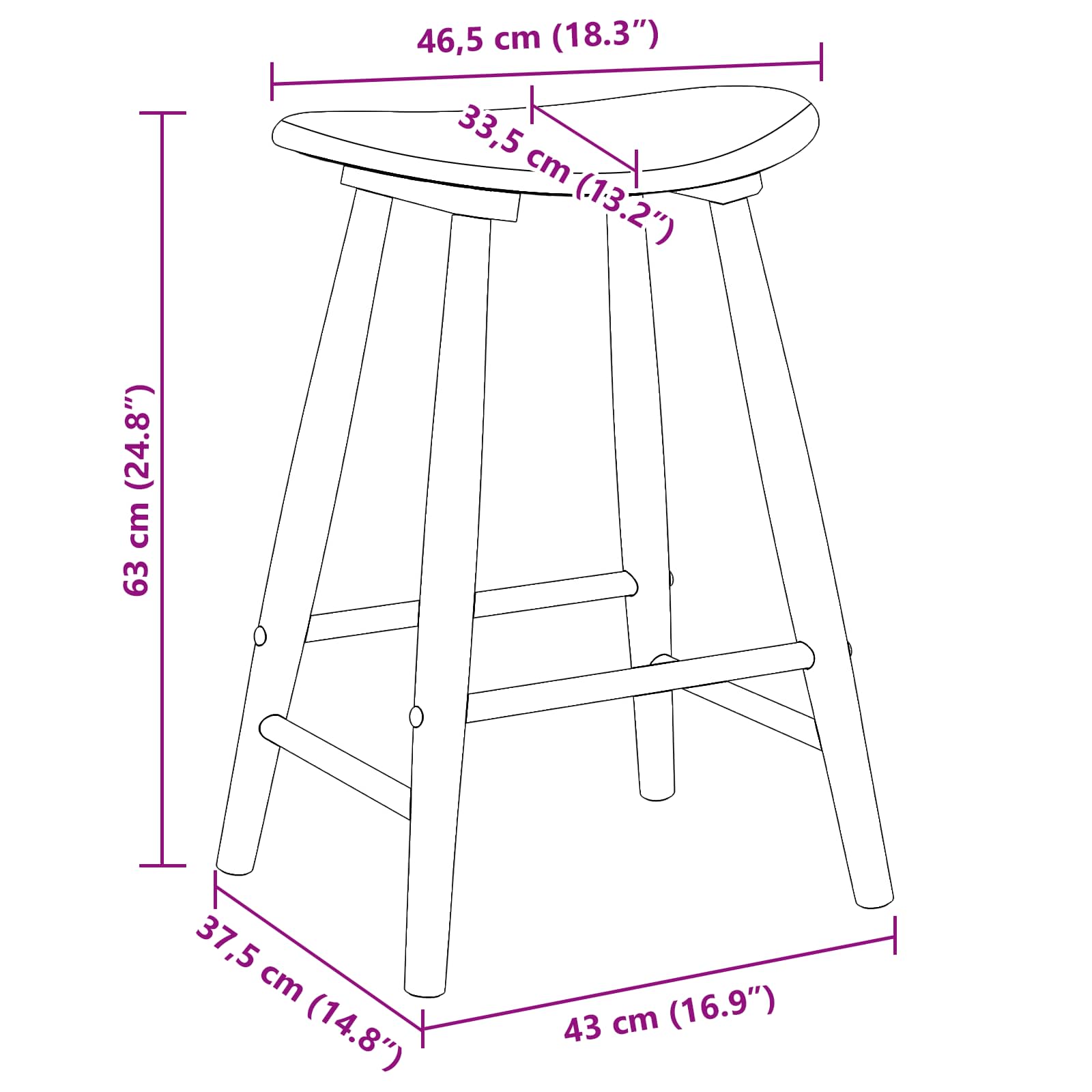 vidaXL Eettafelstoelen 2 pcs Licht Bruin 46 x 37 x 63 cm