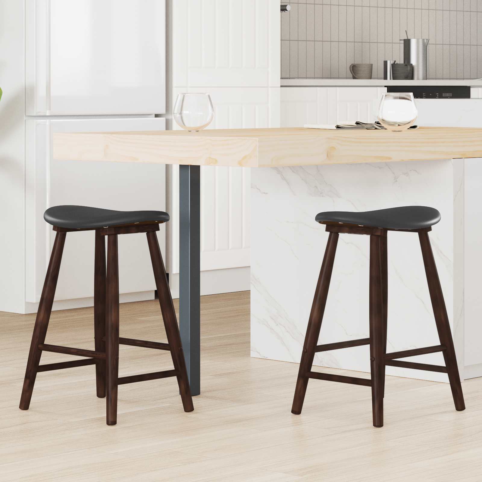 vidaXL Eettafelstoelen 2 pcs Licht Bruin 46 x 37 x 63 cm