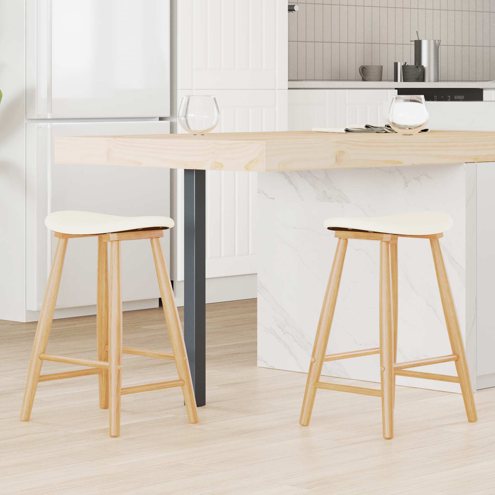 vidaXL Eettafelstoelen 2 pcs Licht Bruin 46 x 37 x 63 cm