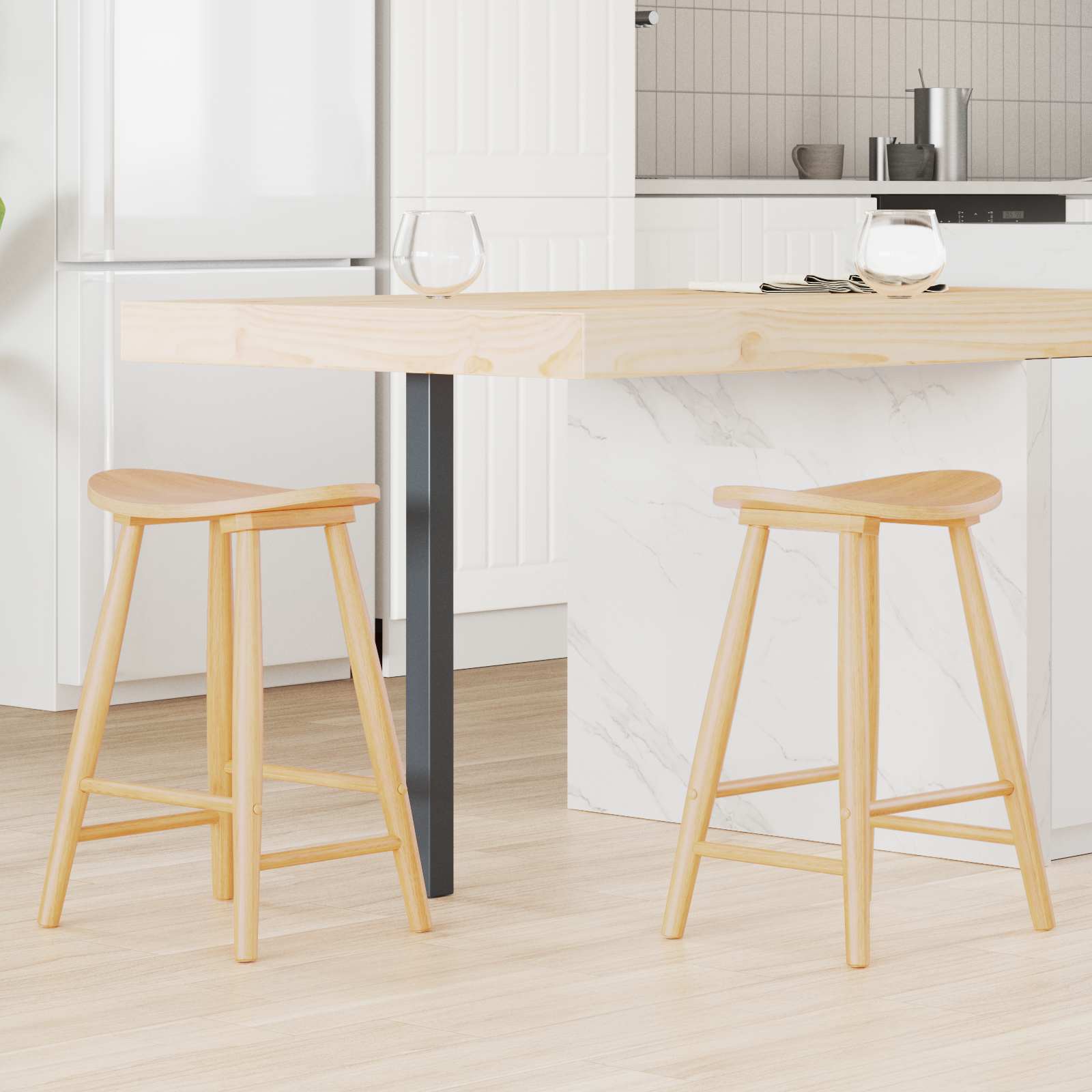 vidaXL Eettafelstoelen 2 pcs Licht Bruin 46 x 37 x 63 cm