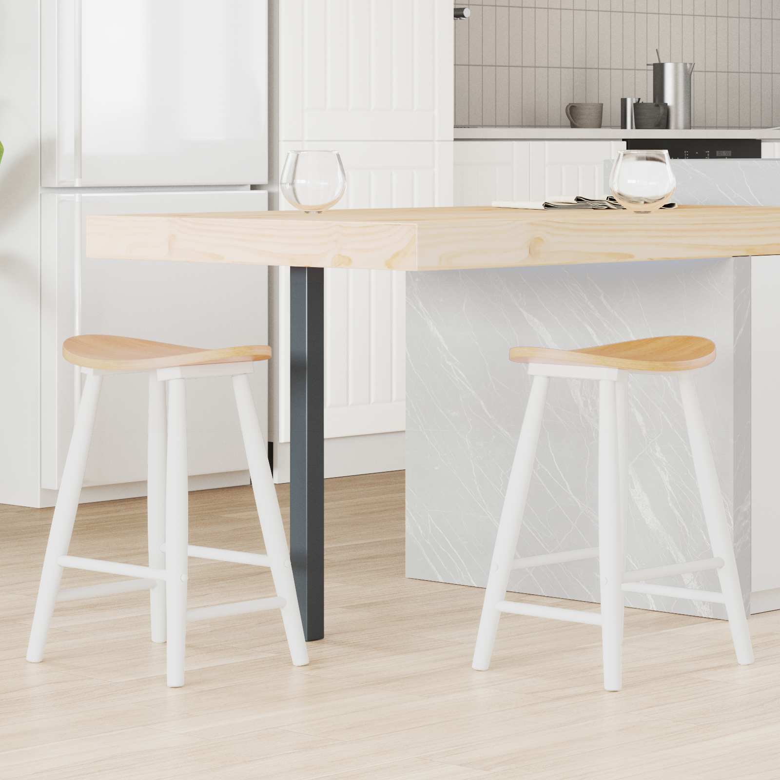 vidaXL Eettafelstoelen 2 pcs Licht Bruin 46 x 37 x 63 cm