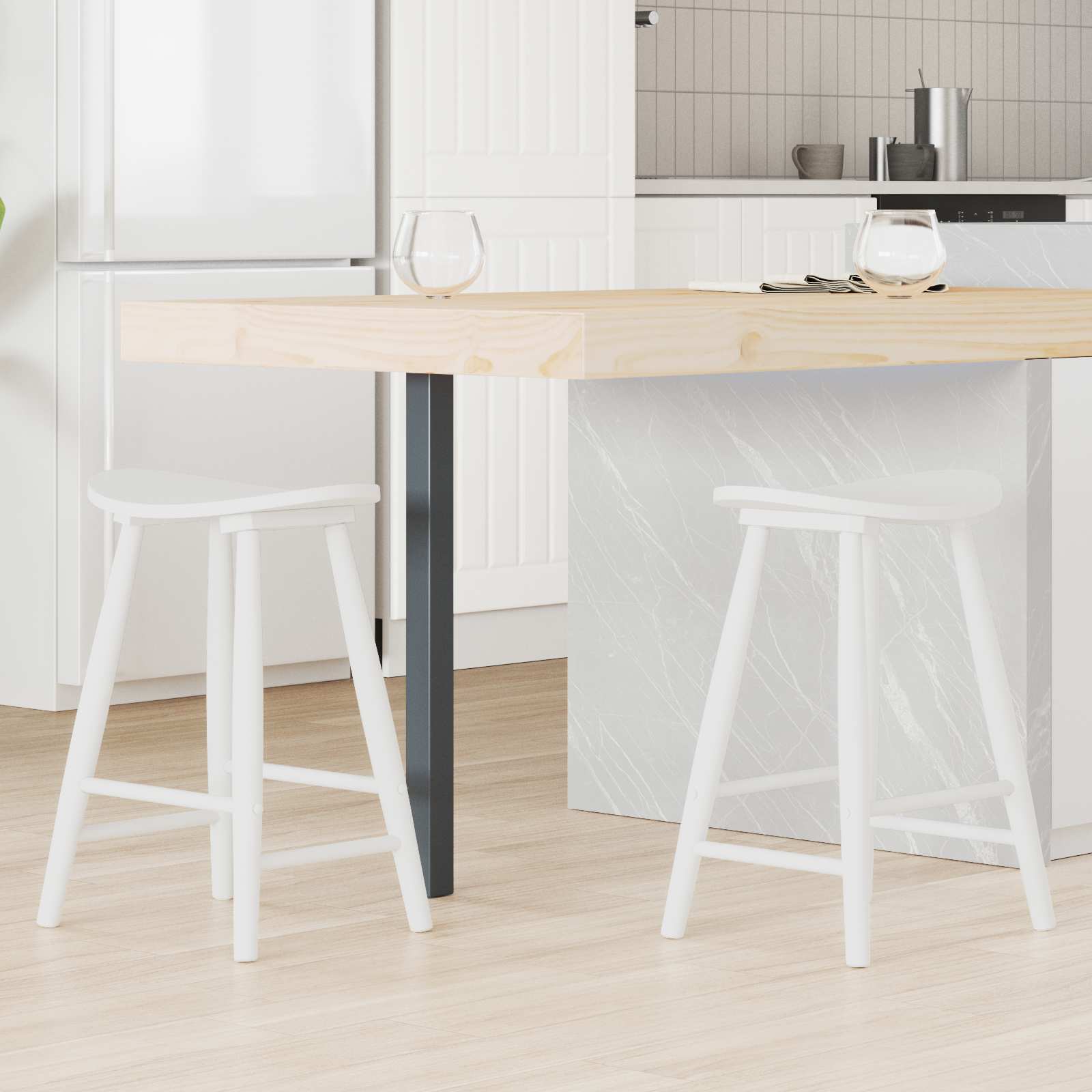 vidaXL Eettafelstoelen 2 pcs Licht Bruin 46 x 37 x 63 cm
