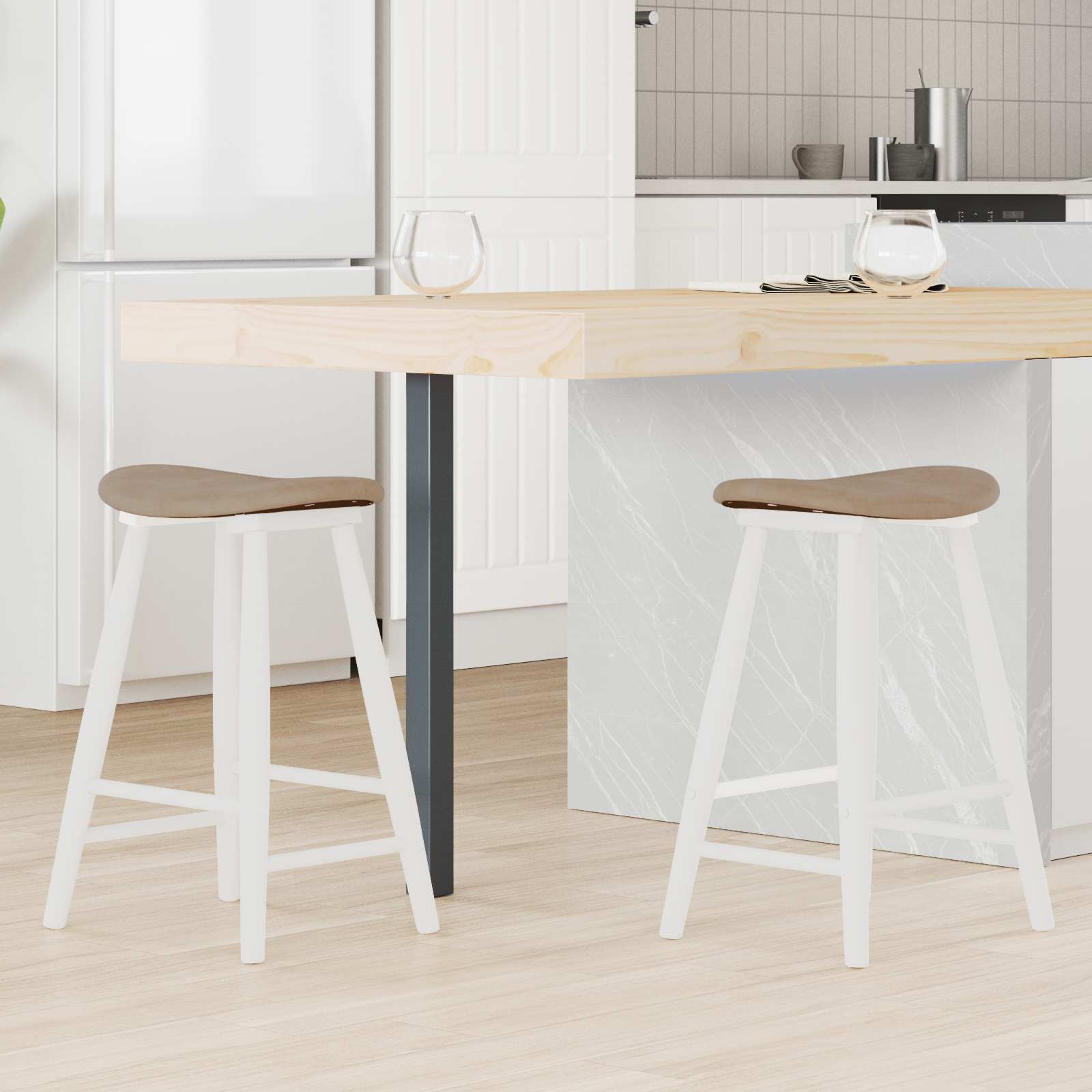 vidaXL Eettafelstoelen 2 pcs Licht Bruin 46 x 37 x 63 cm