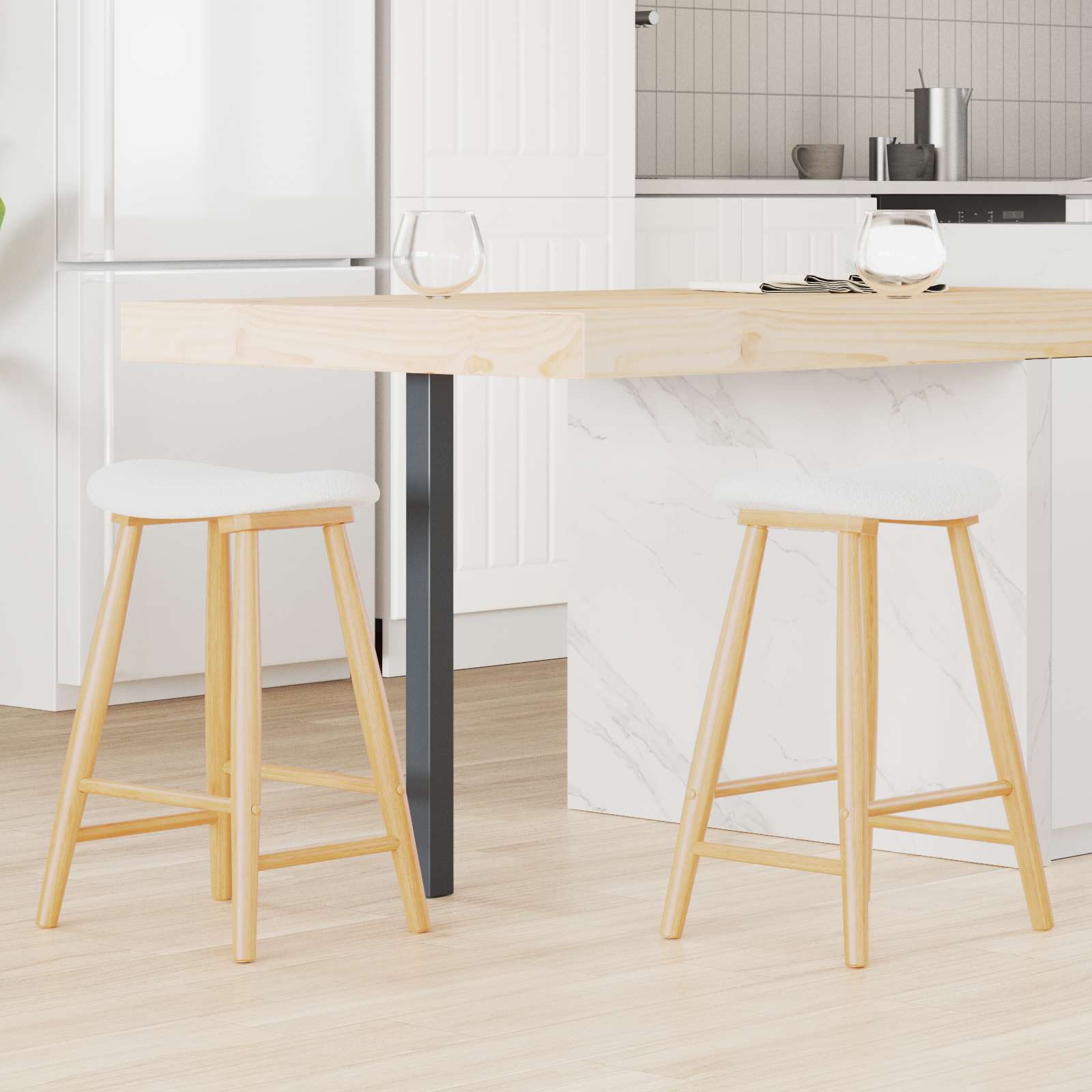 vidaXL Eettafelstoelen 2 pcs Licht Bruin 46 x 37 x 63 cm