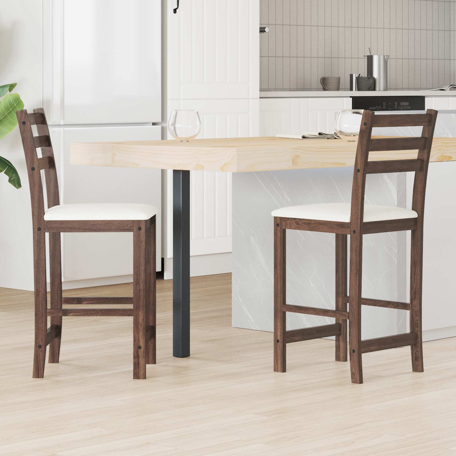 vidaXL Eettafelstoelen 2 pcs Licht Bruin 40 x 47,5 x 99,5 cm