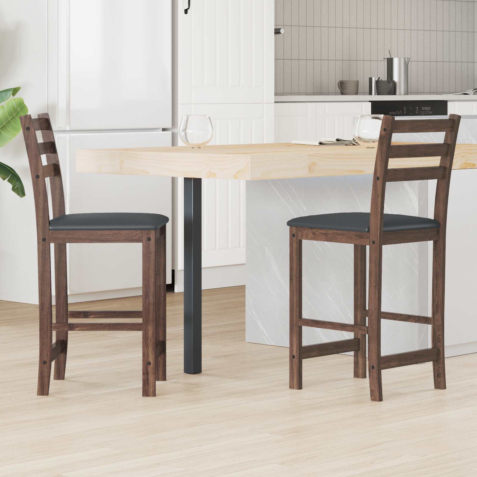 vidaXL Eettafelstoelen 2 pcs Licht Bruin 40 x 47,5 x 99,5 cm