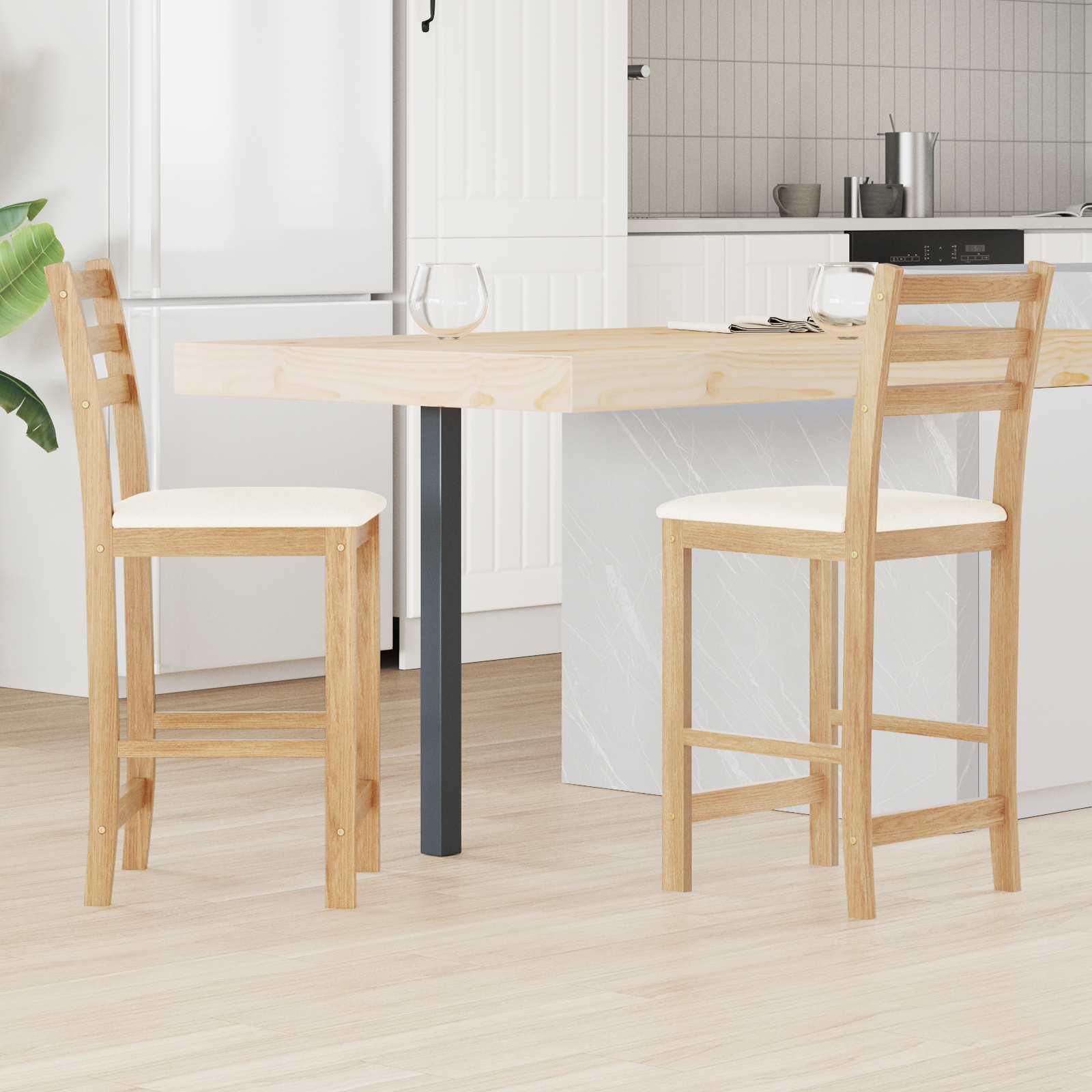 vidaXL Eettafelstoelen 2 pcs Licht Bruin 40 x 47,5 x 99,5 cm
