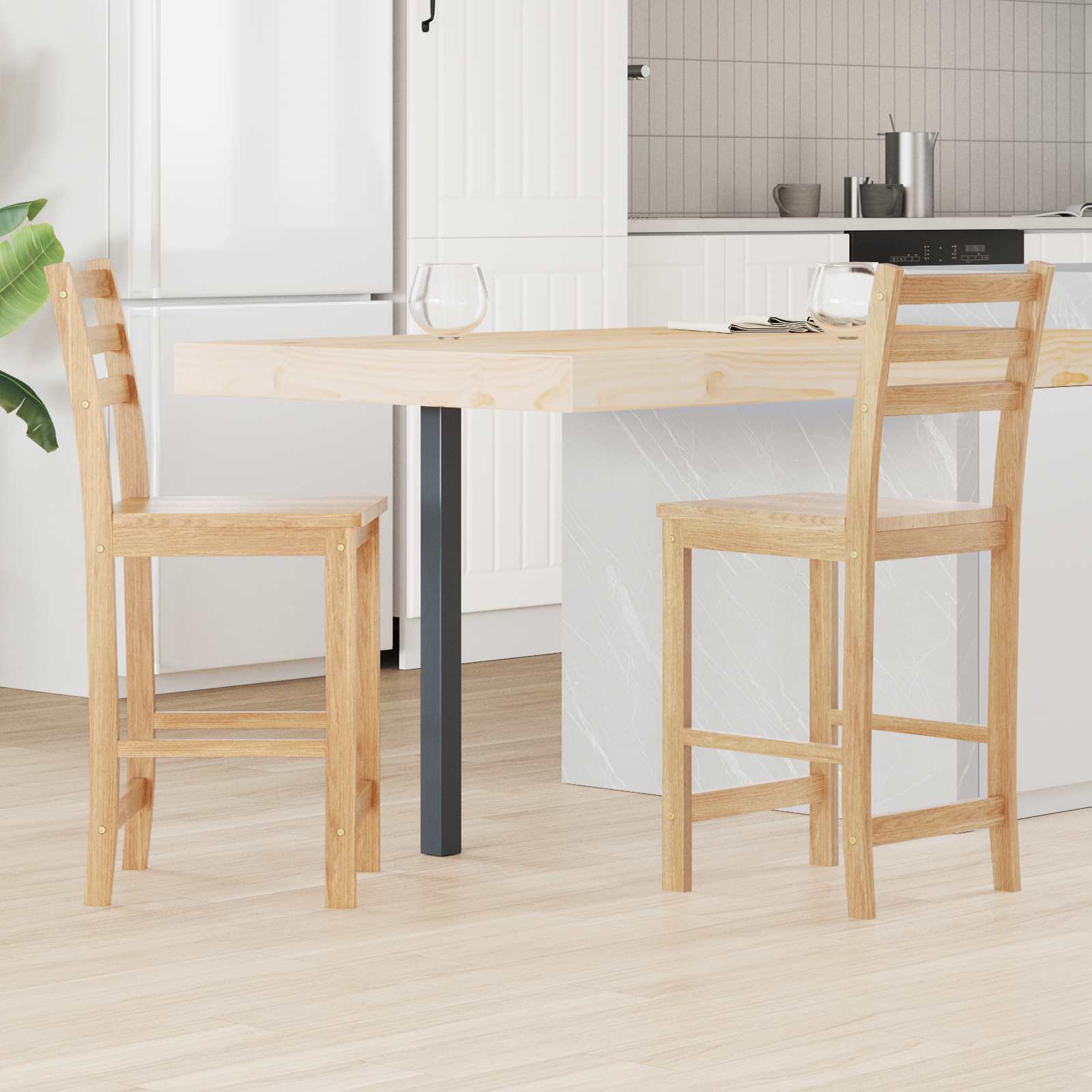 vidaXL Eettafelstoelen 2 pcs Licht Bruin 40 x 47,5 x 99,5 cm