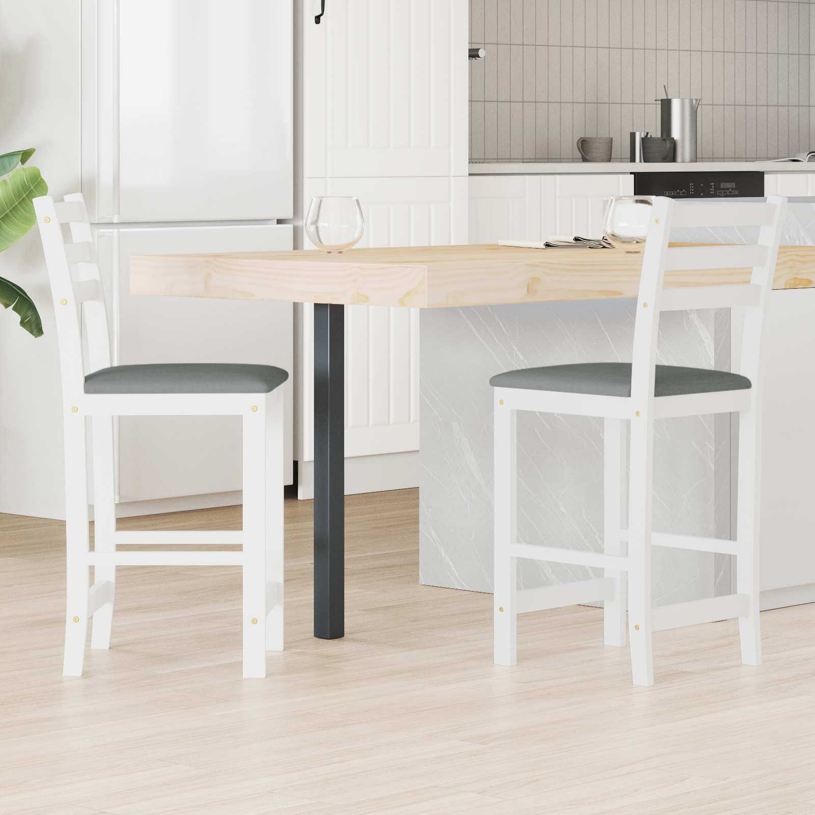 vidaXL Eettafelstoelen 2 pcs Licht Bruin 40 x 47,5 x 99,5 cm