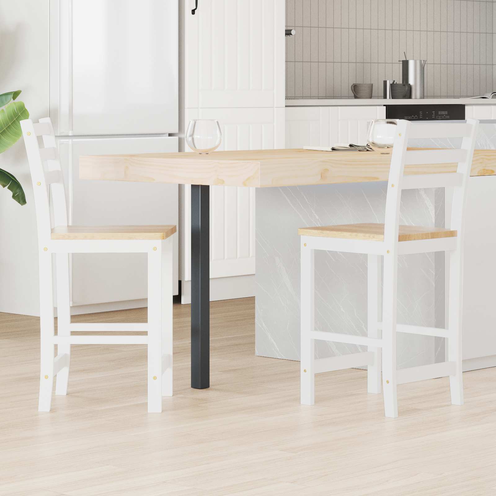vidaXL Eettafelstoelen 2 pcs Licht Bruin 40 x 47,5 x 99,5 cm