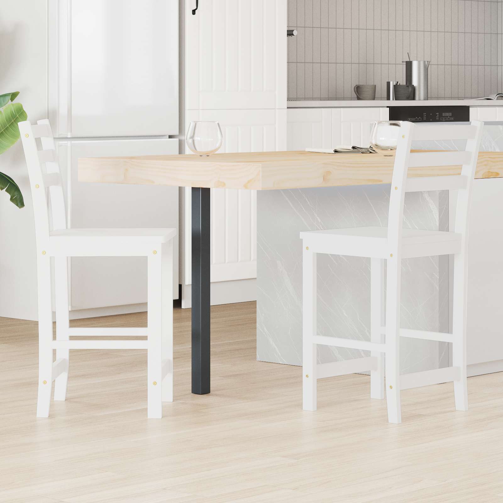 vidaXL Eettafelstoelen 2 pcs Licht Bruin 40 x 47,5 x 99,5 cm