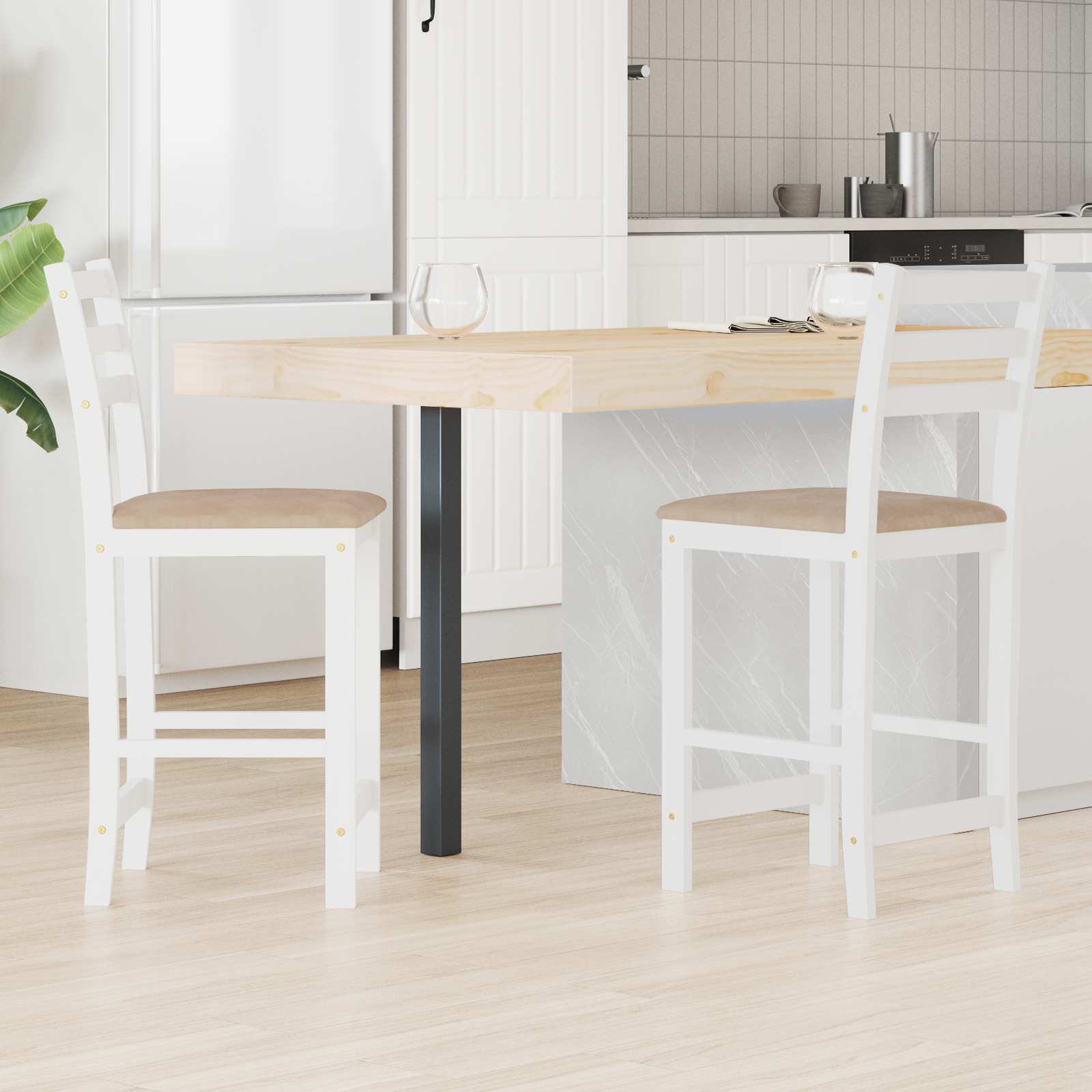 vidaXL Eettafelstoelen 2 pcs Licht Bruin 40 x 47,5 x 99,5 cm