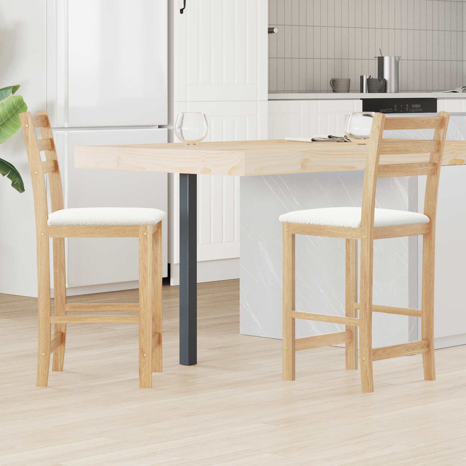 vidaXL Eettafelstoelen 2 pcs Licht Bruin 40 x 47,5 x 99,5 cm