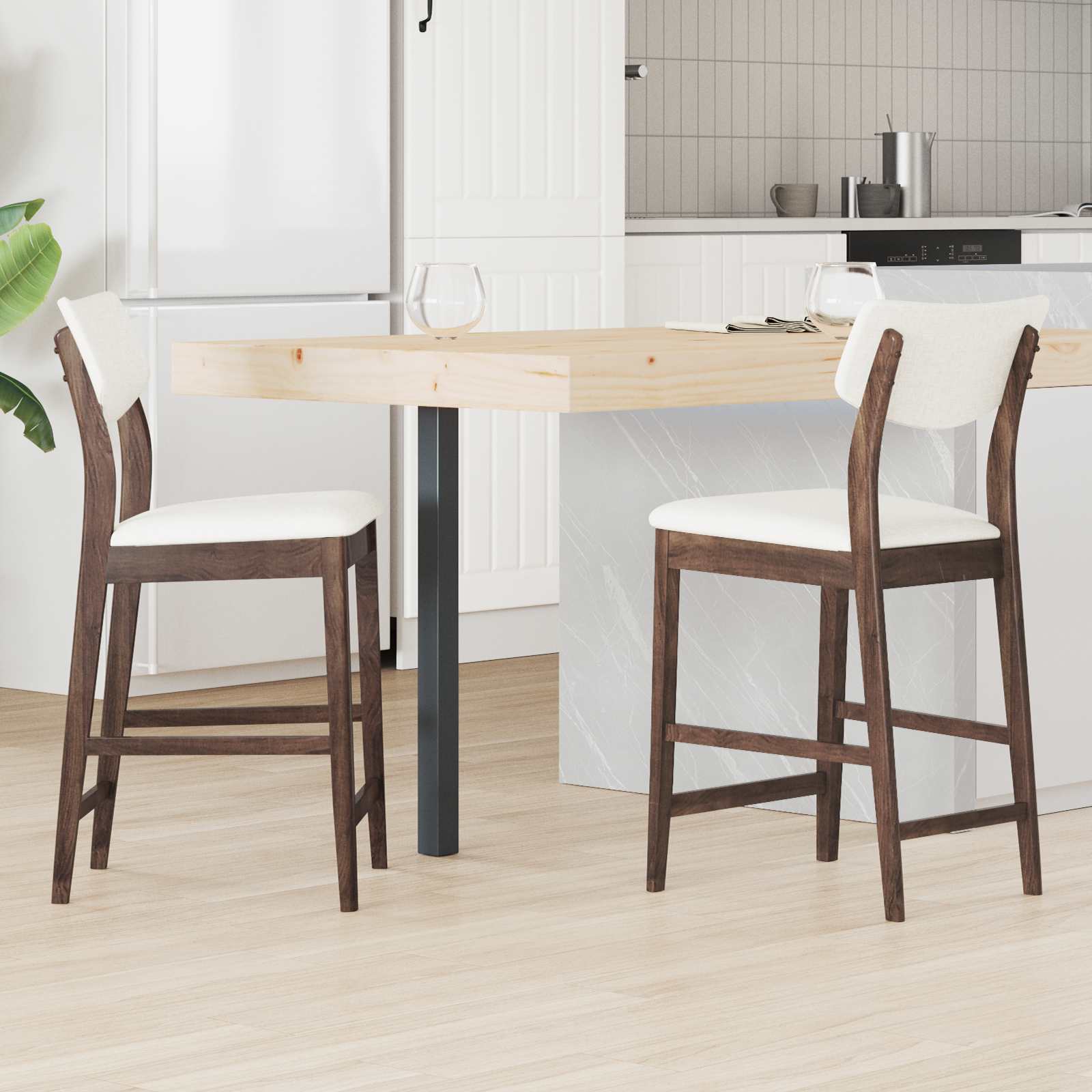 vidaXL Eettafelstoelen 2 pcs Licht Bruin 48 x 49 x 95 cm