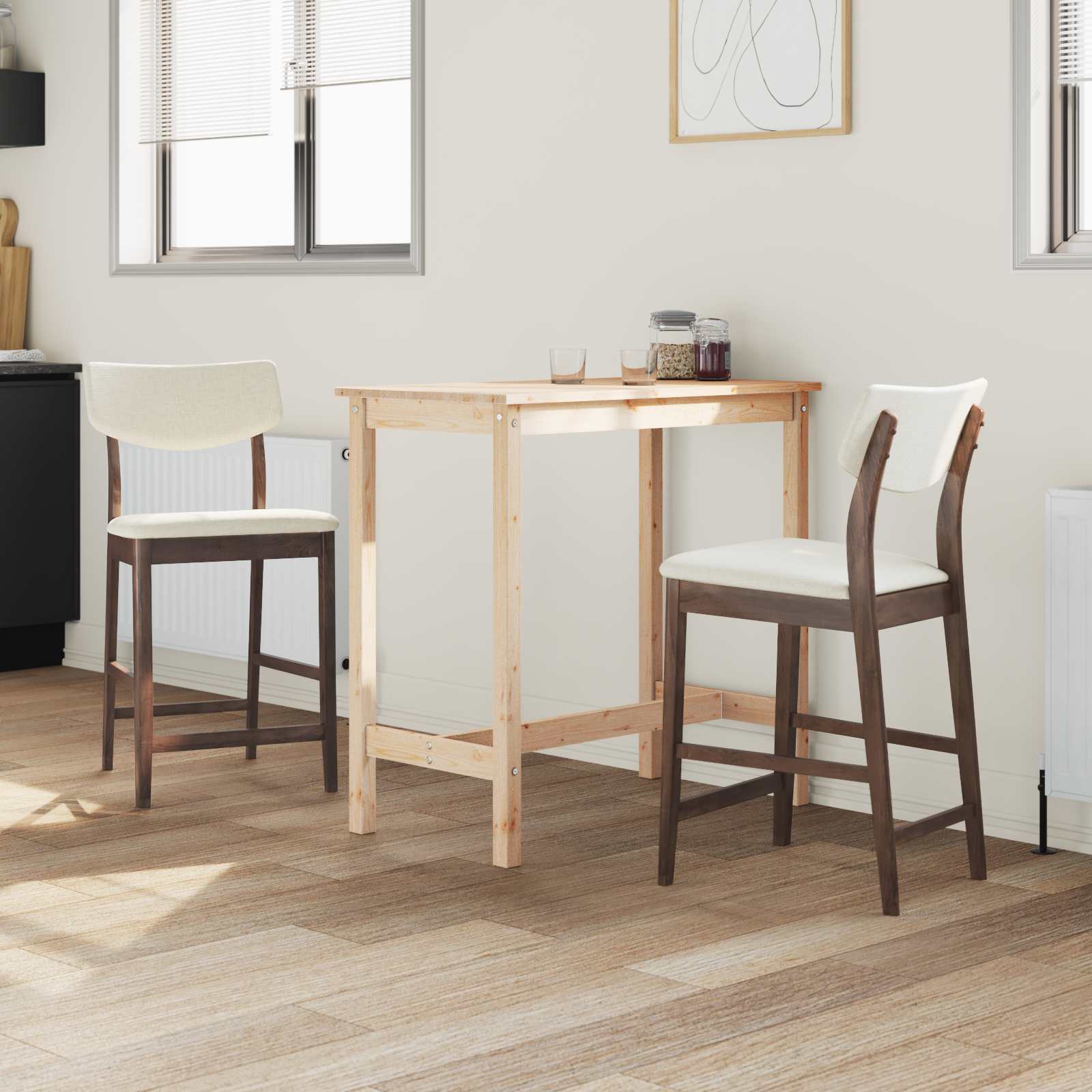 vidaXL Eettafelstoelen 2 pcs Licht Bruin 48 x 49 x 95 cm