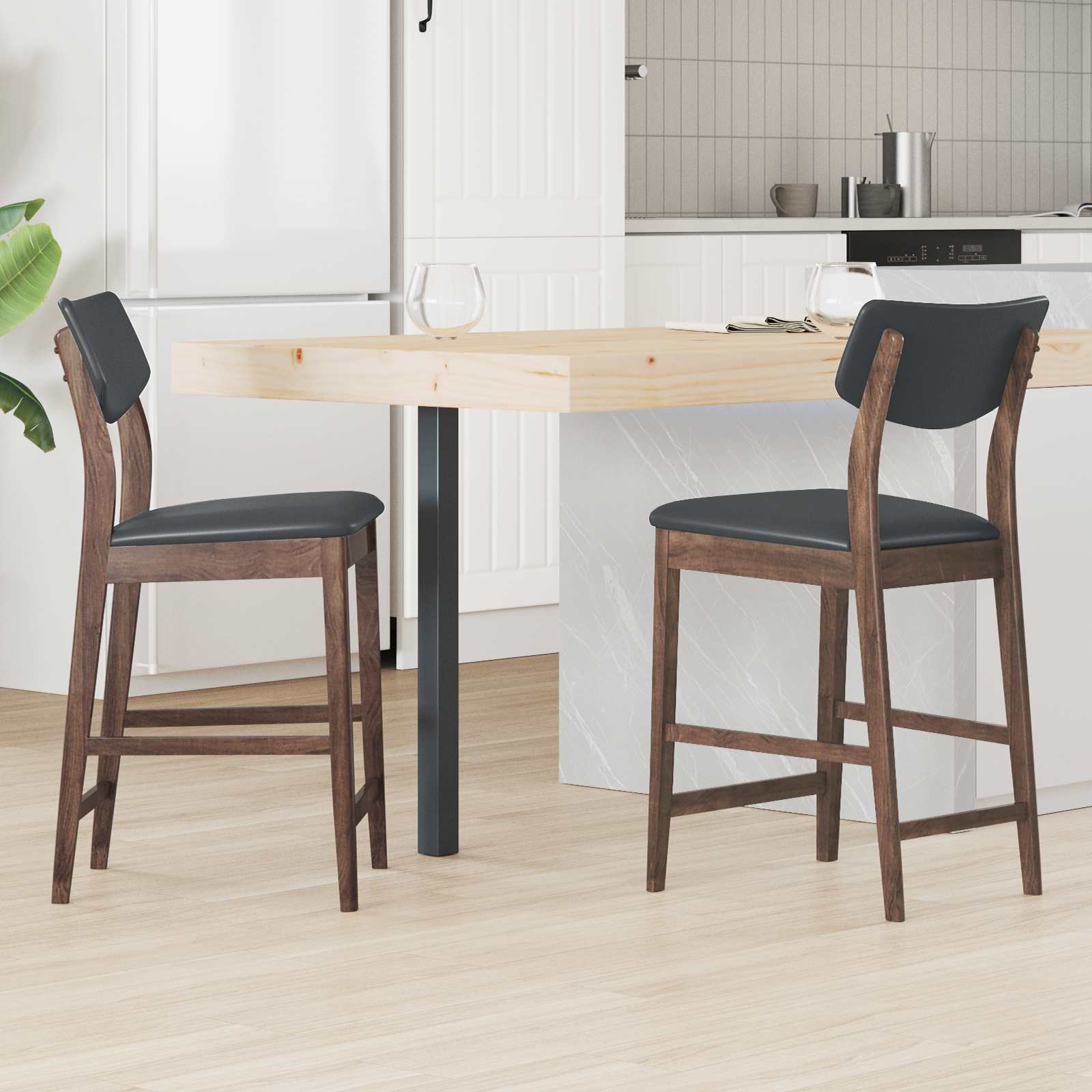 vidaXL Eettafelstoelen 2 pcs Licht Bruin 48 x 49 x 95 cm