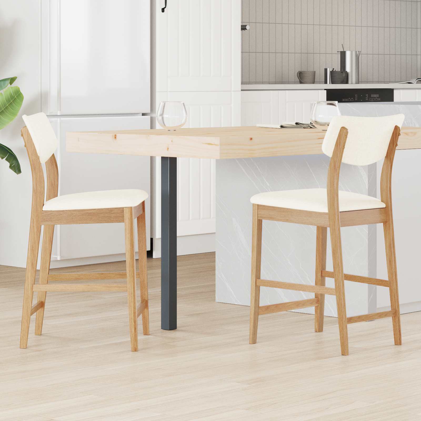 vidaXL Eettafelstoelen 2 pcs Licht Bruin 48 x 49 x 95 cm