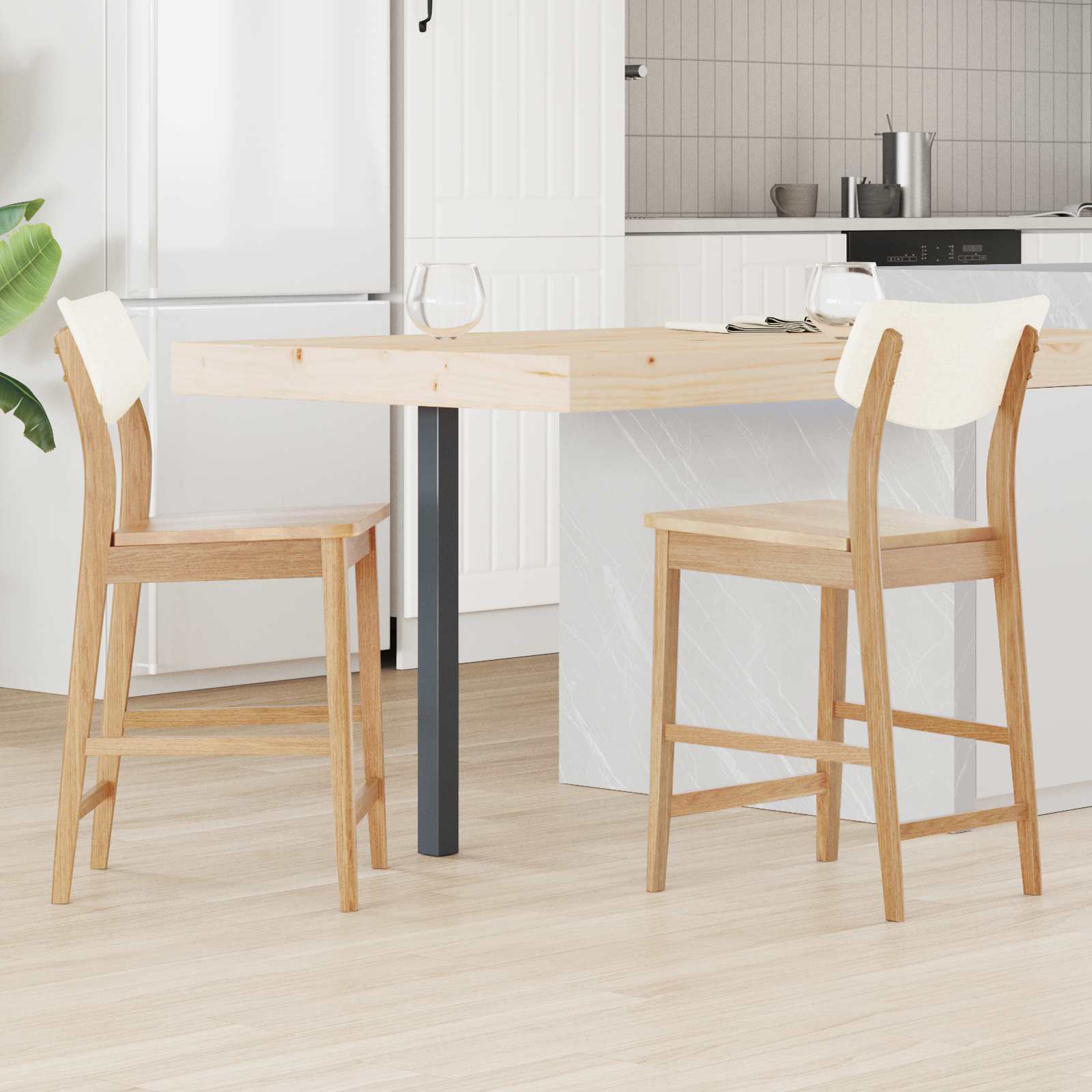 vidaXL Eettafelstoelen 2 pcs Licht Bruin 48 x 49 x 95 cm