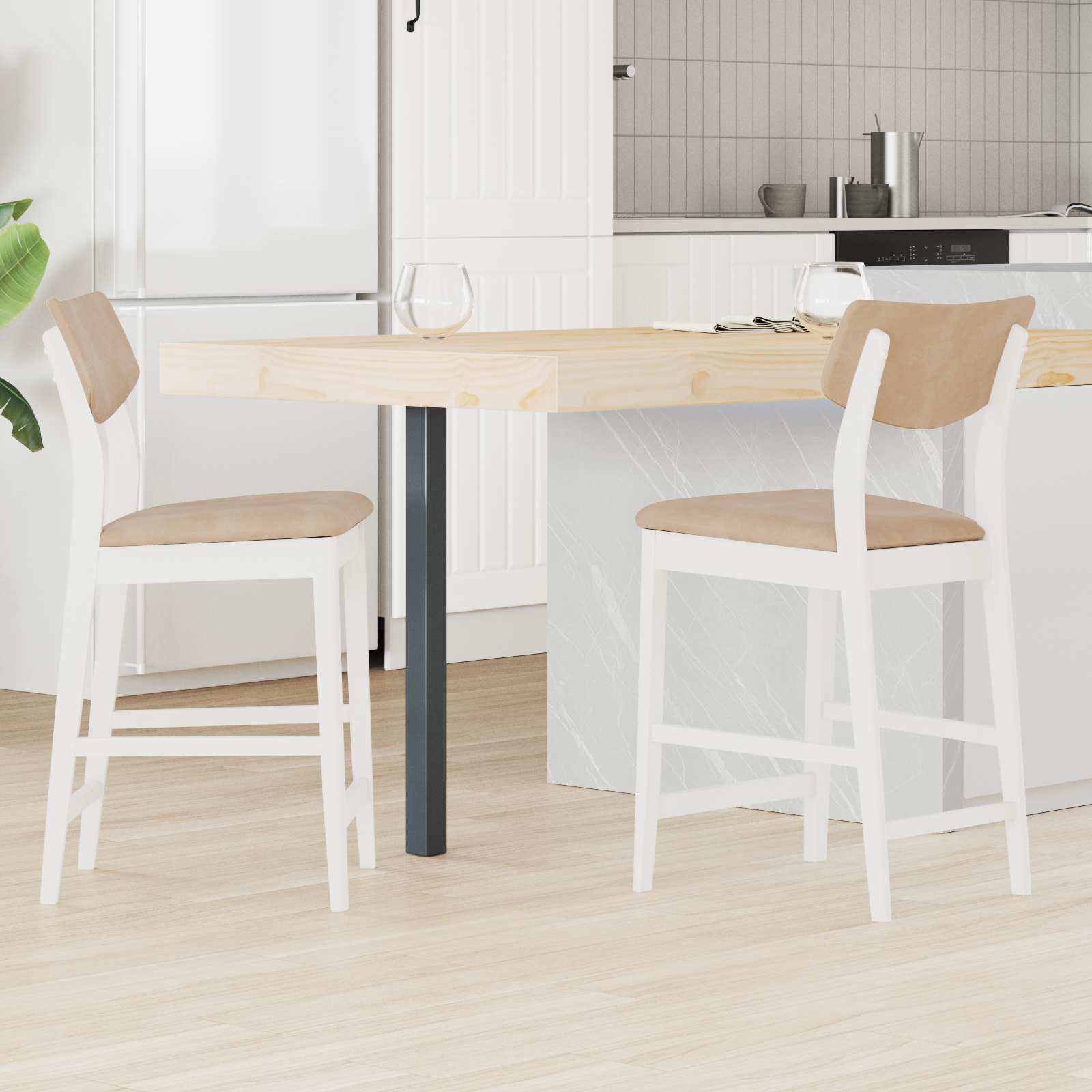 vidaXL Eettafelstoelen 2 pcs Licht Bruin 48 x 49 x 95 cm