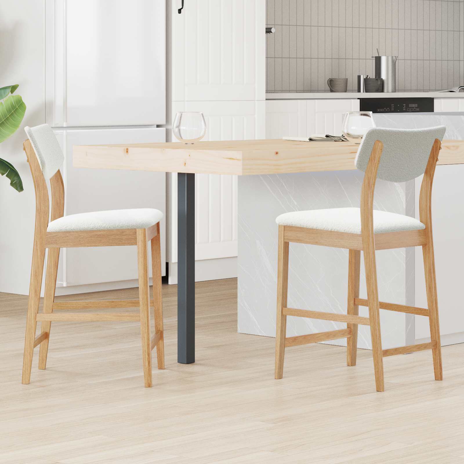 vidaXL Eettafelstoelen 2 pcs Licht Bruin 48 x 49 x 95 cm