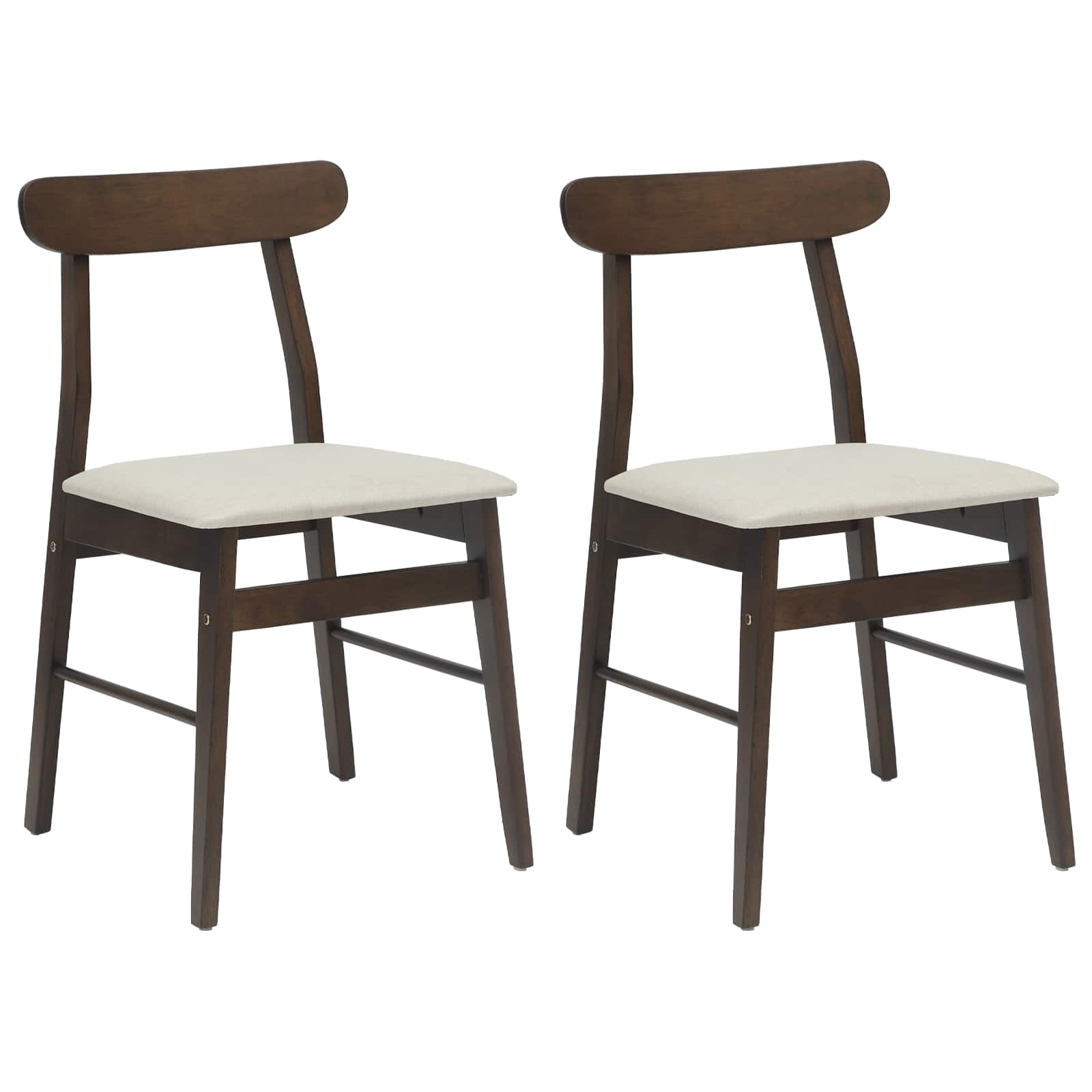 vidaXL Eetkamerstoel 2 pcs Naturel Massief Hout