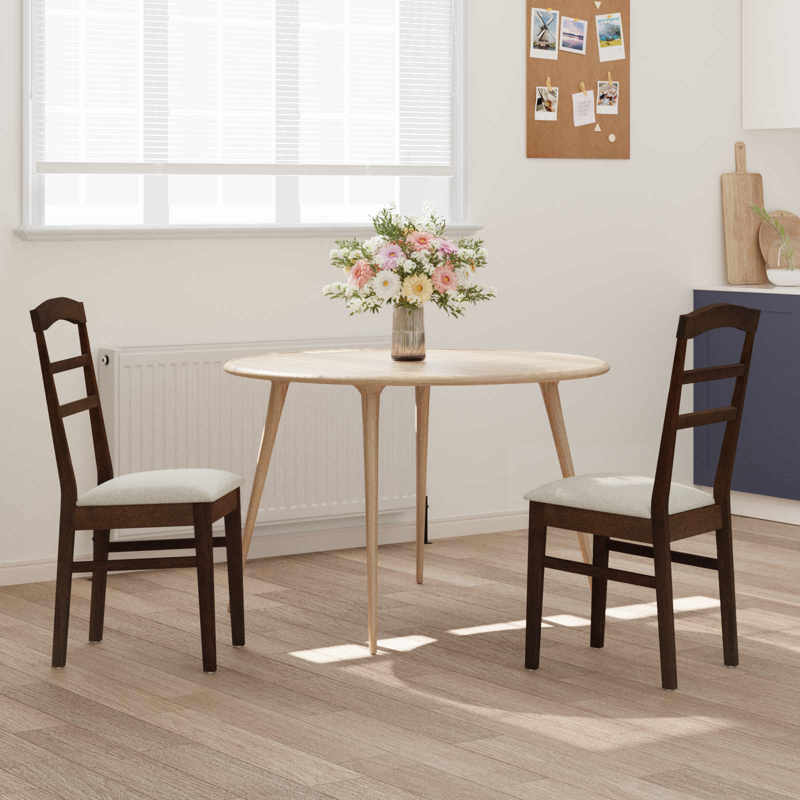 vidaXL Eetkamerstoel 2 pcs Lichtbruin en Licht Massief Hout