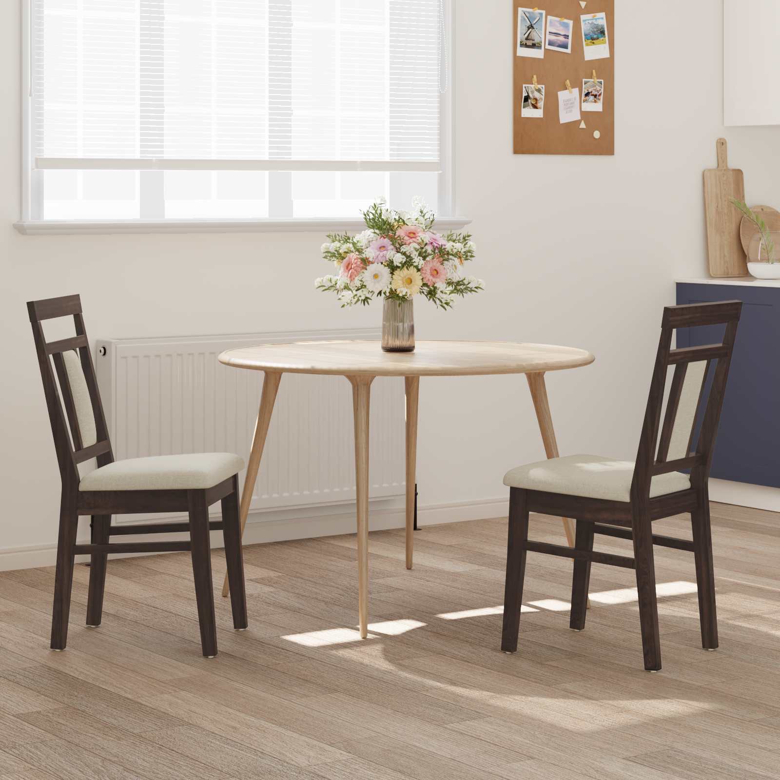 vidaXL Eetkamerstoel 2 pcs Wit Massief Hout