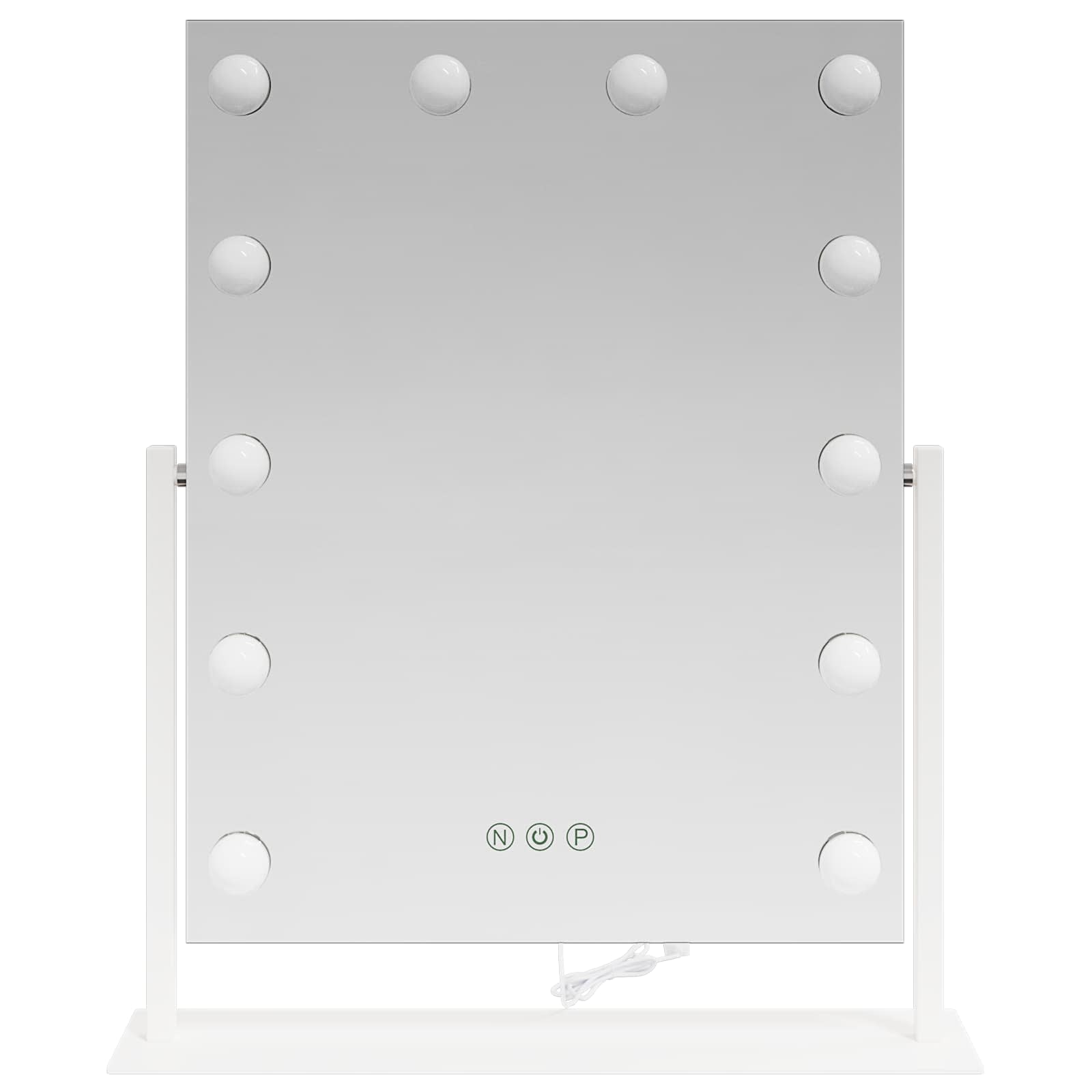 vidaXL LED Make-up Spiegel Wit 44 x 10 x 53 cm Glas en Staal