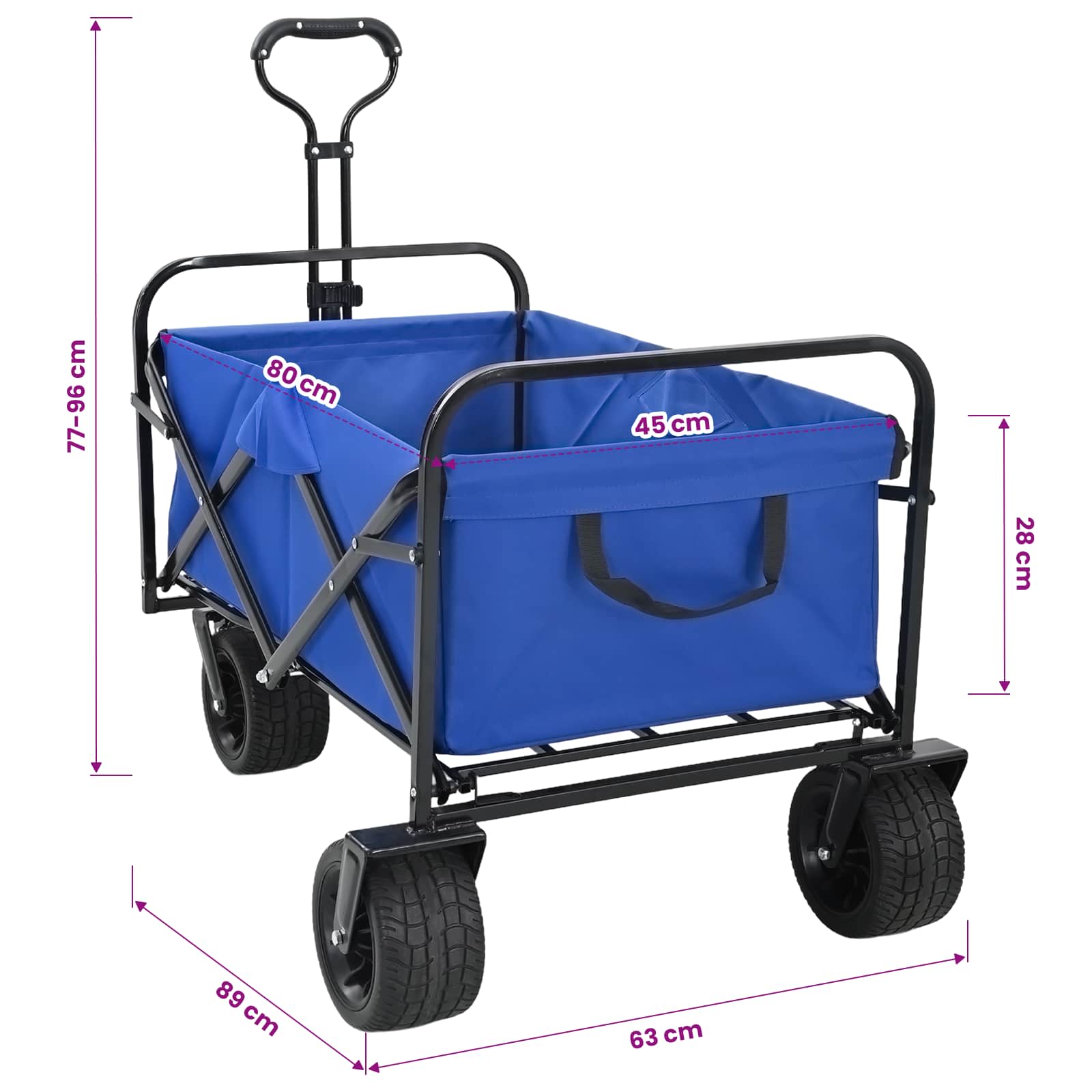 vidaXL Vouwbare Handtrolley Blauw 89 x 63 x 96 cm Staal en Oxford stof
